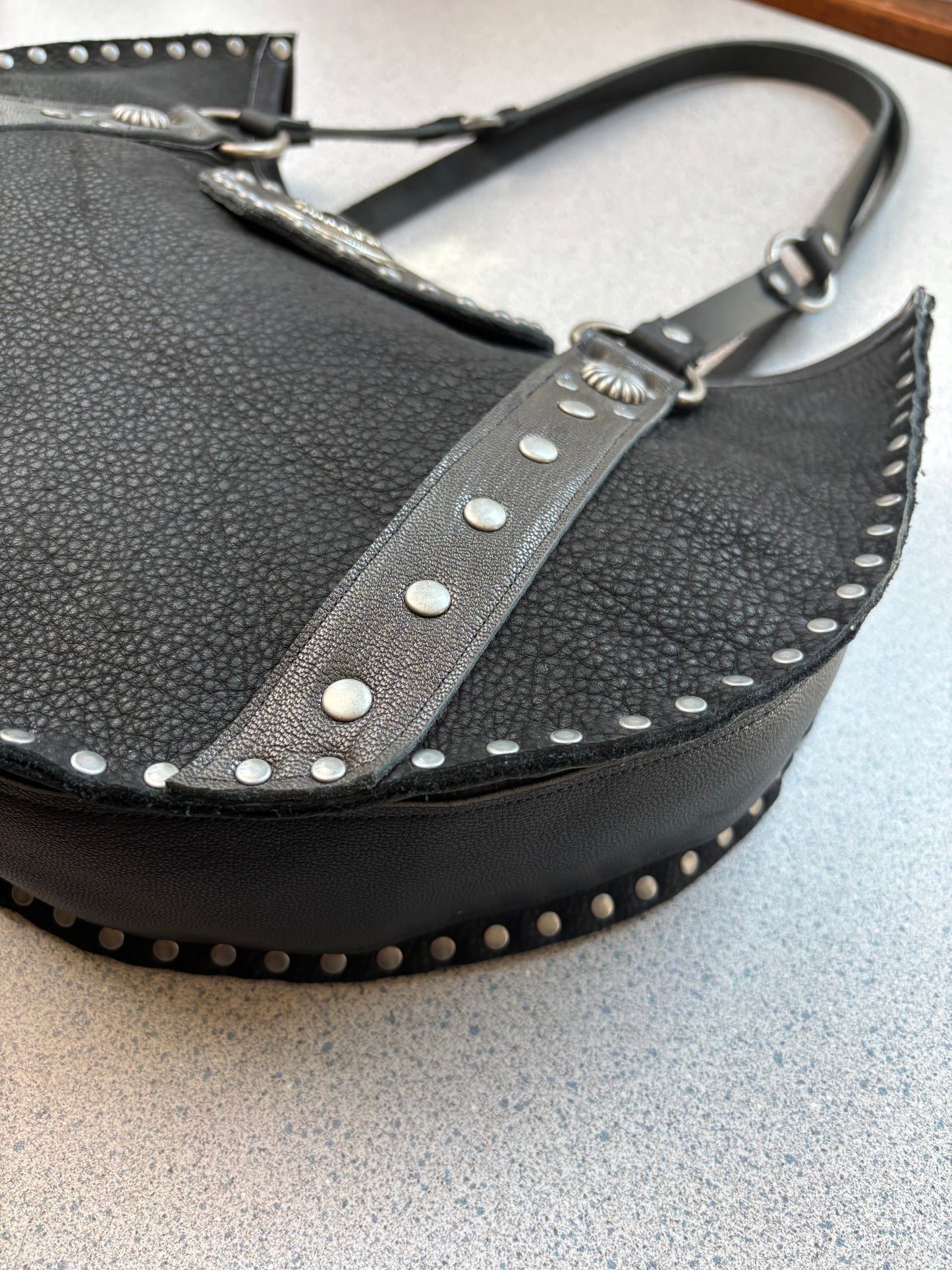Black Crescent Concho Bag
