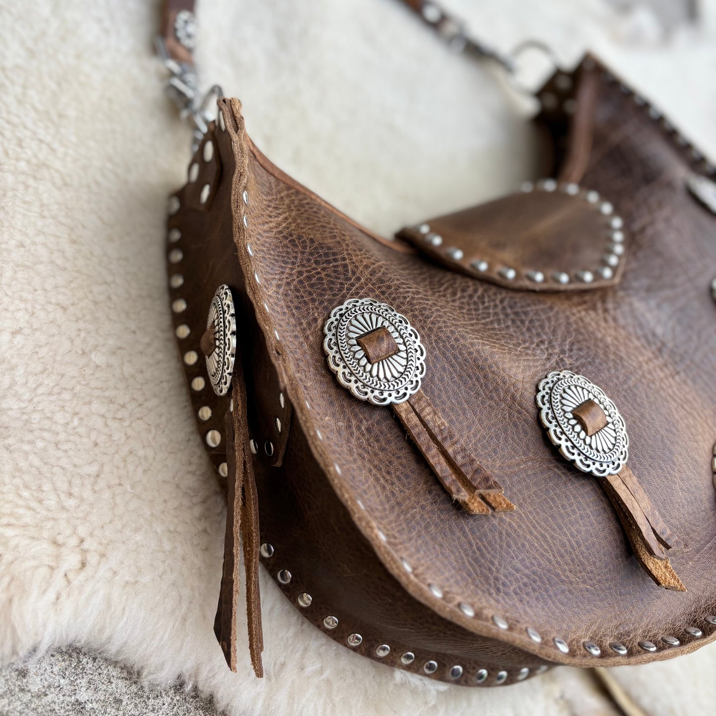 Rustic Brown Crescent with Conchos