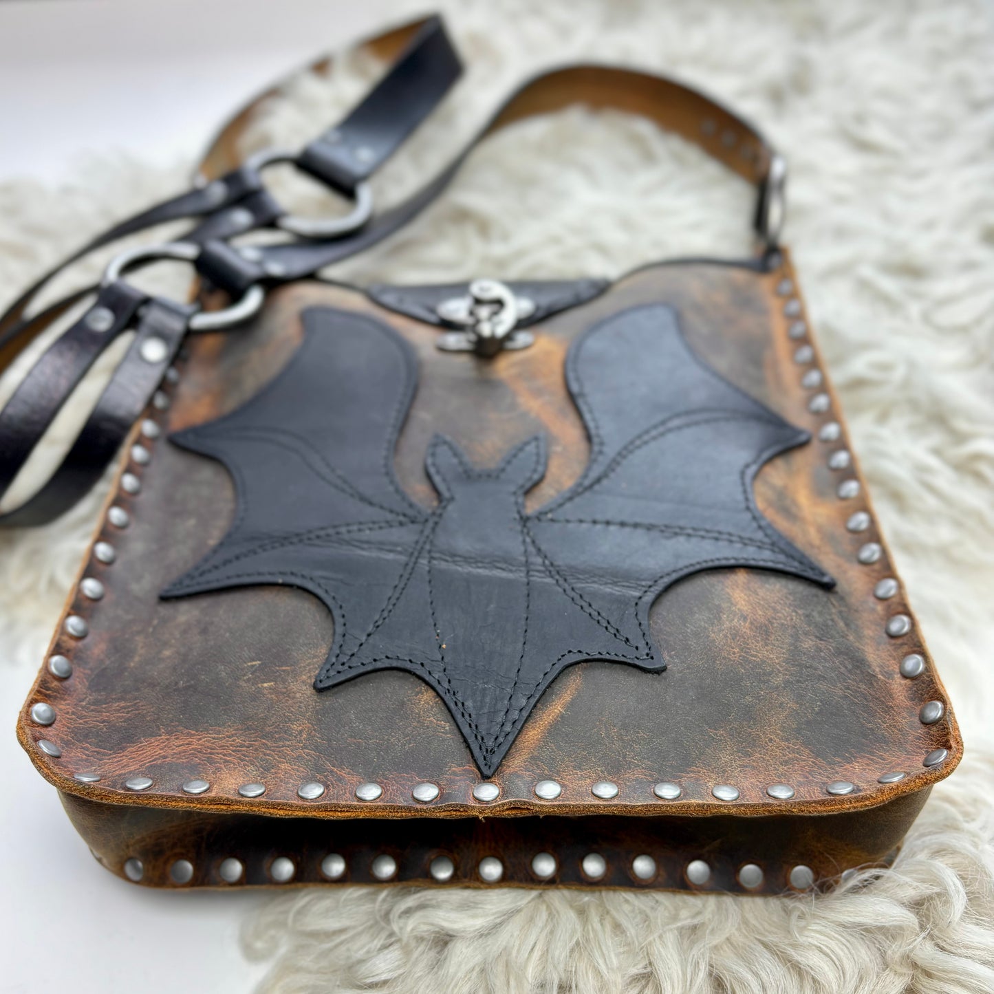 Black Bat on Rustic Brown