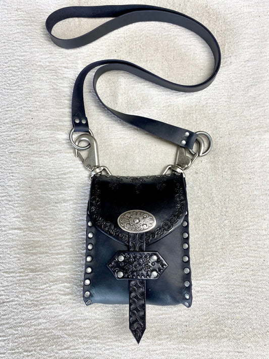 Black & Silver Convertible Crossbody Waist Bag