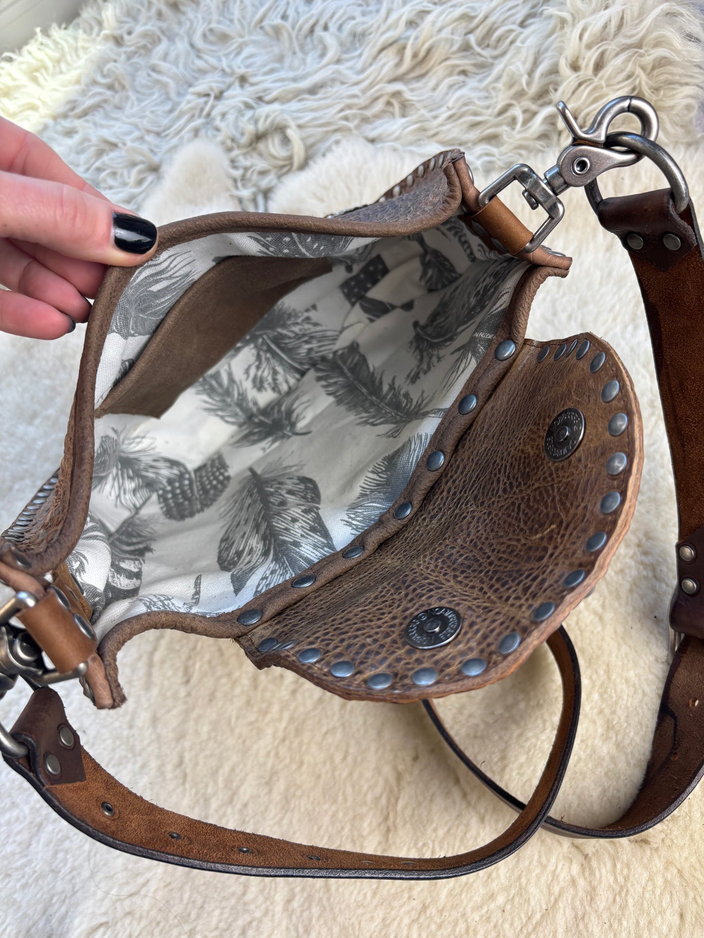Crocodile Concho Crescent Bag