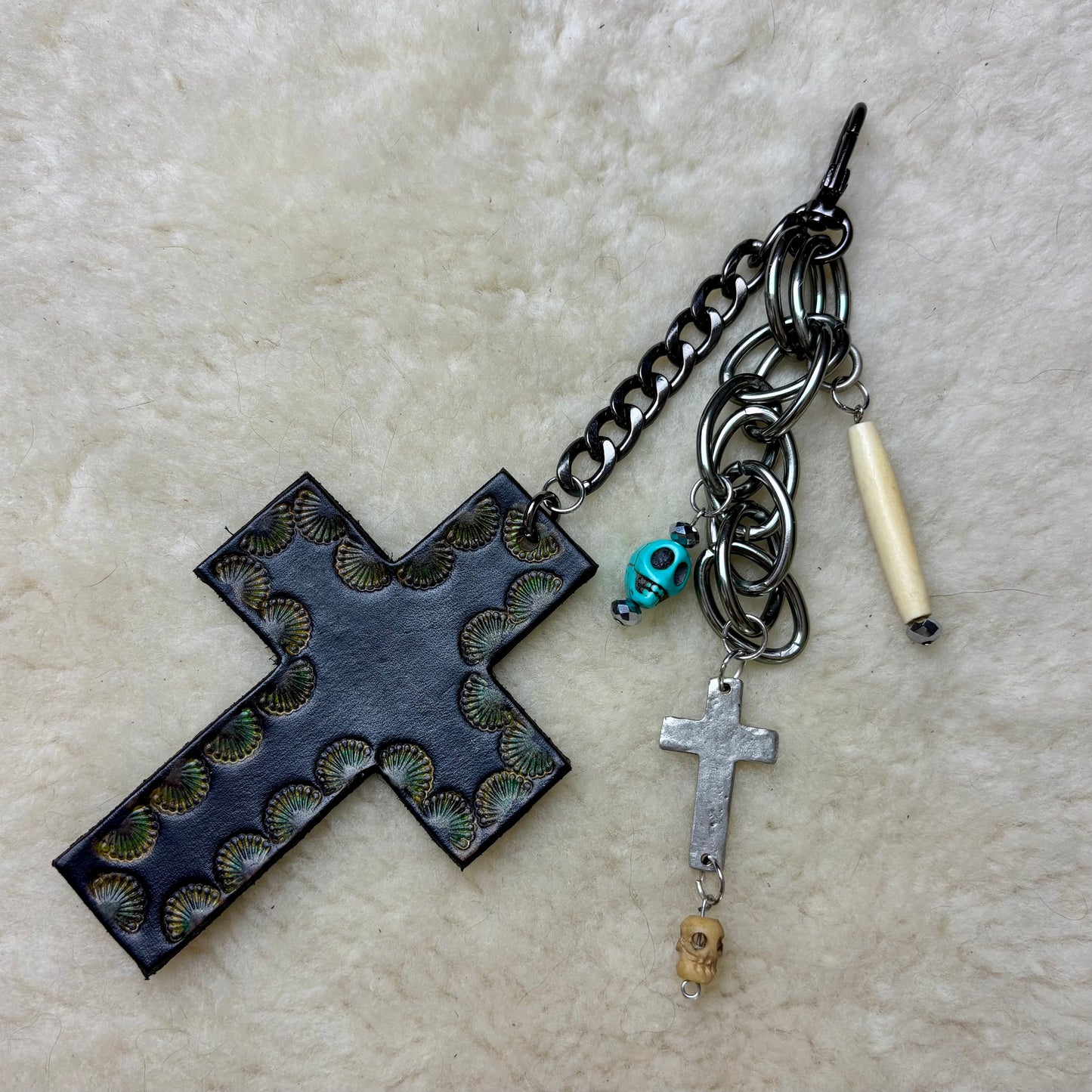Black and Green Cross Bag Charm