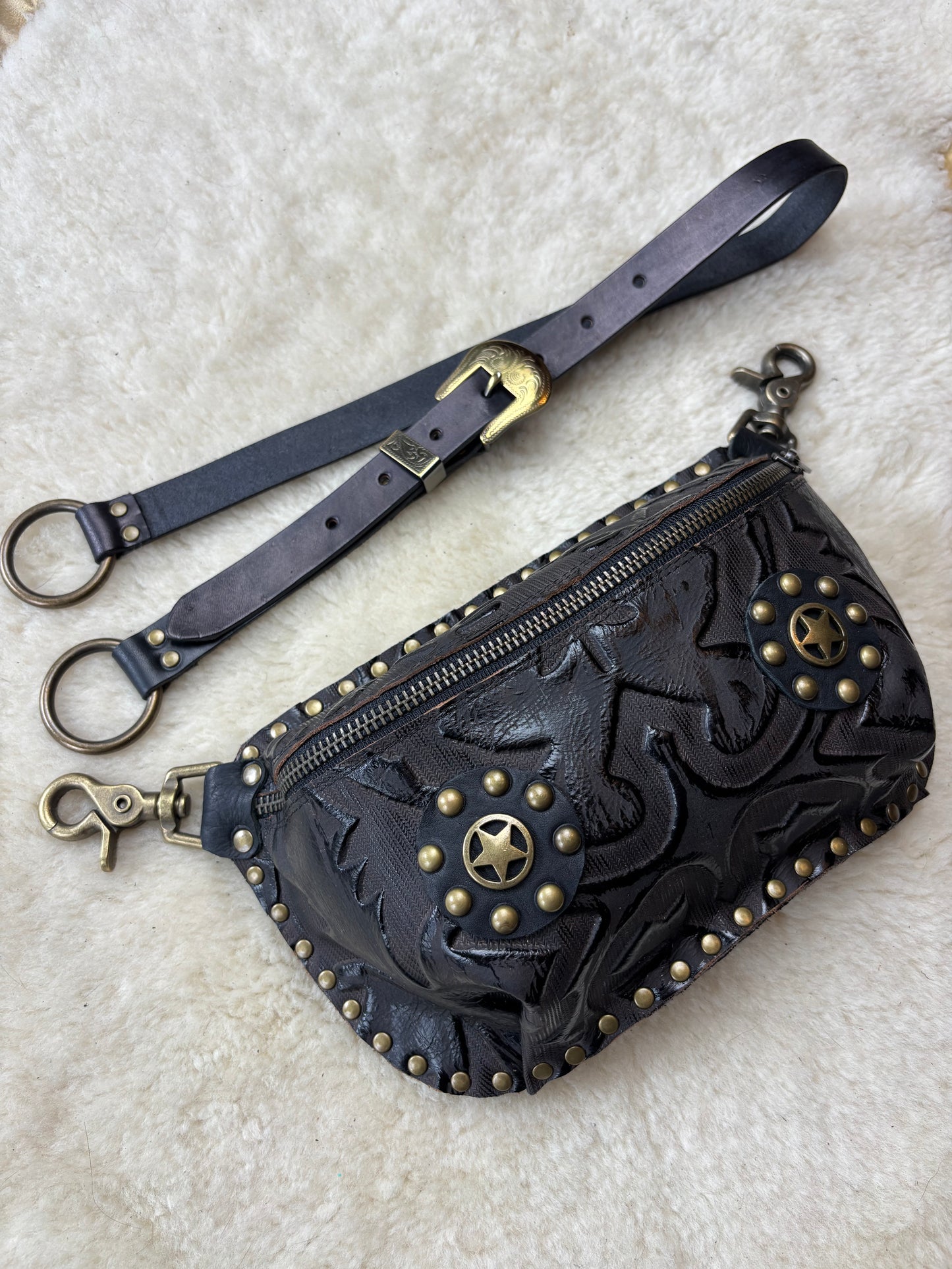 Black Gothic Fanny Pack with Stars