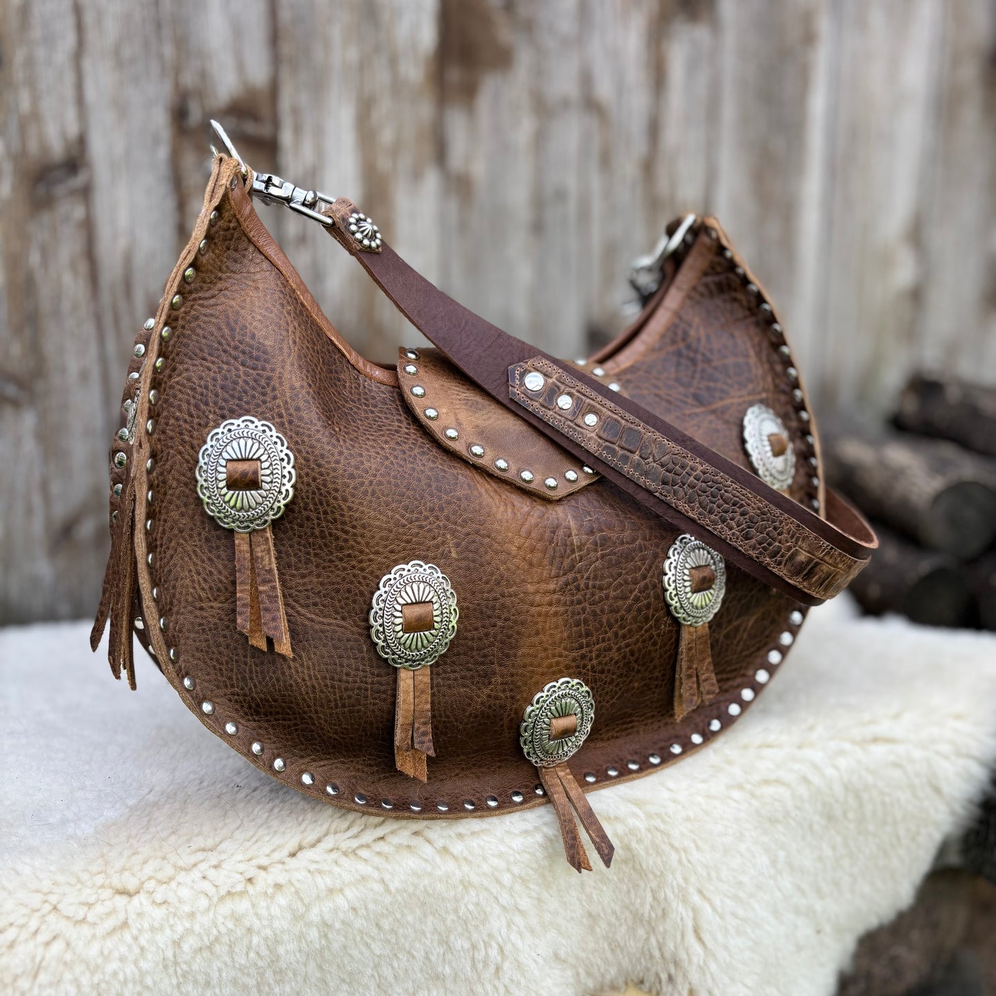 Rustic Brown Crescent with Conchos