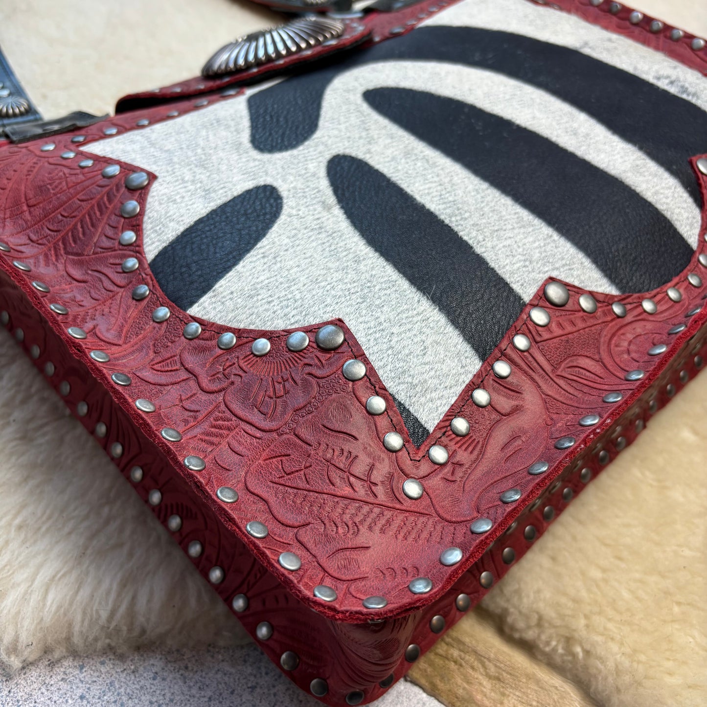 Red Embossed Squared Tote