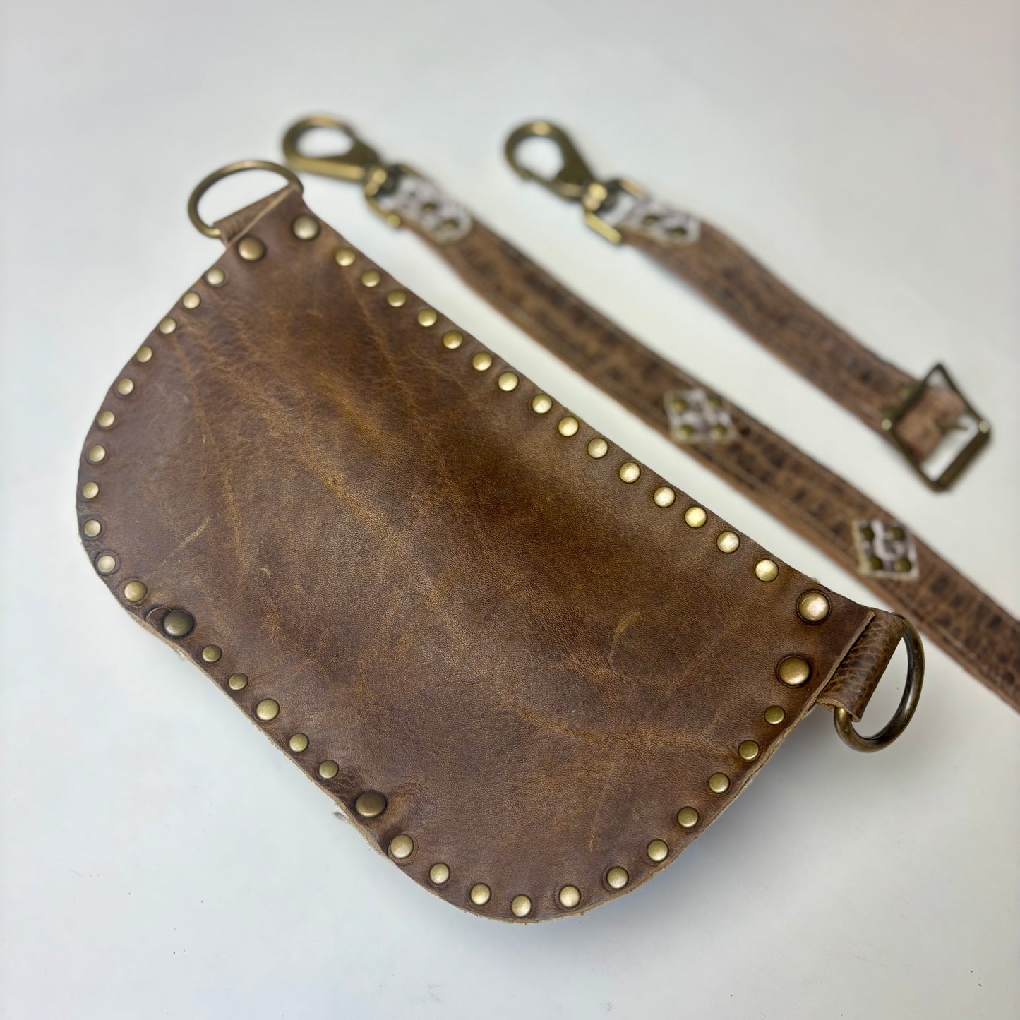 Distressed Tan and Ivory Python Fanny Pack