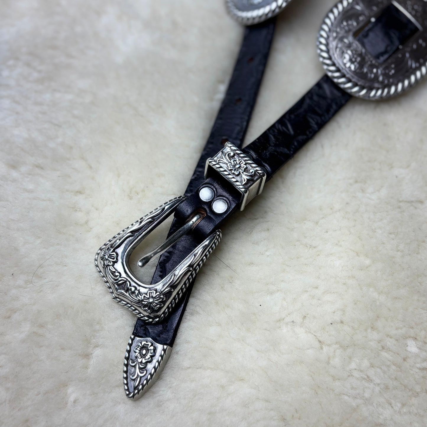 Stamped Leather Concho Belt