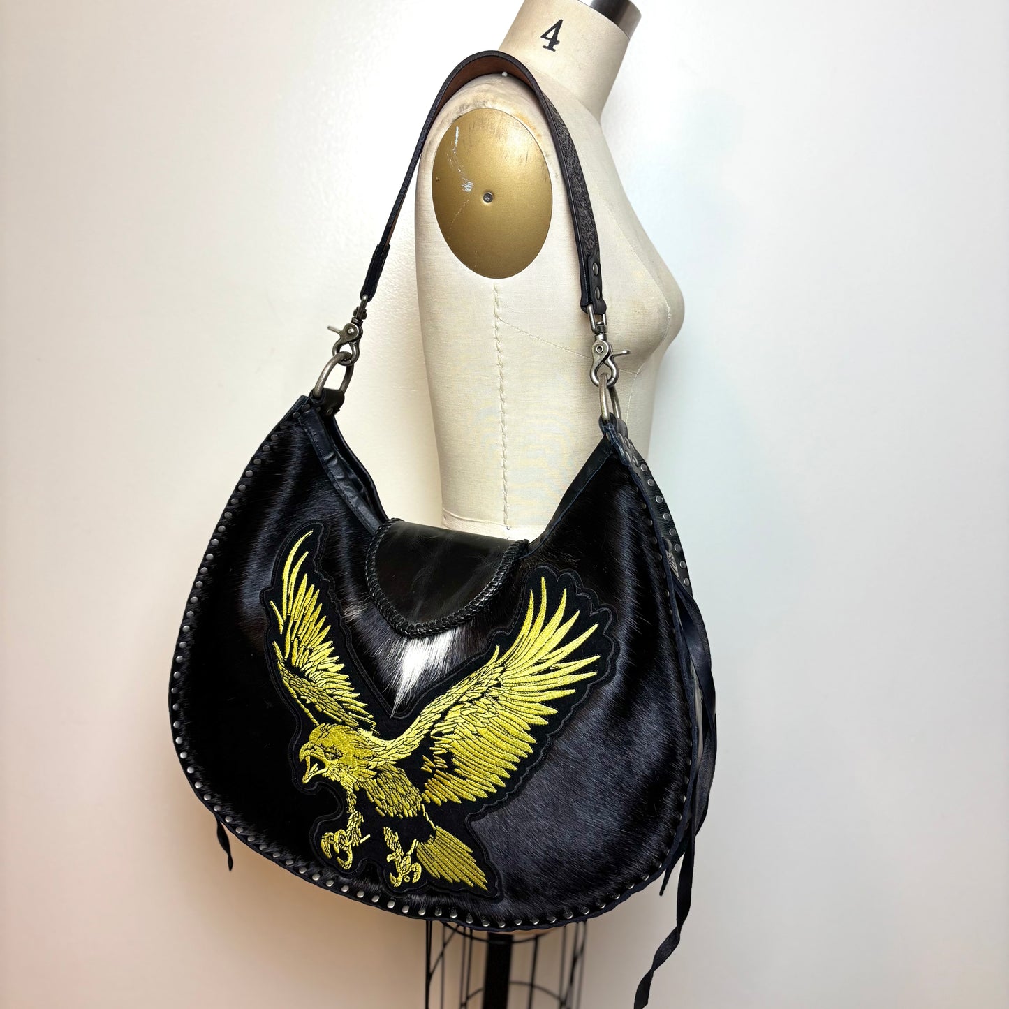 Large Black Hair-on Eagle Bag
