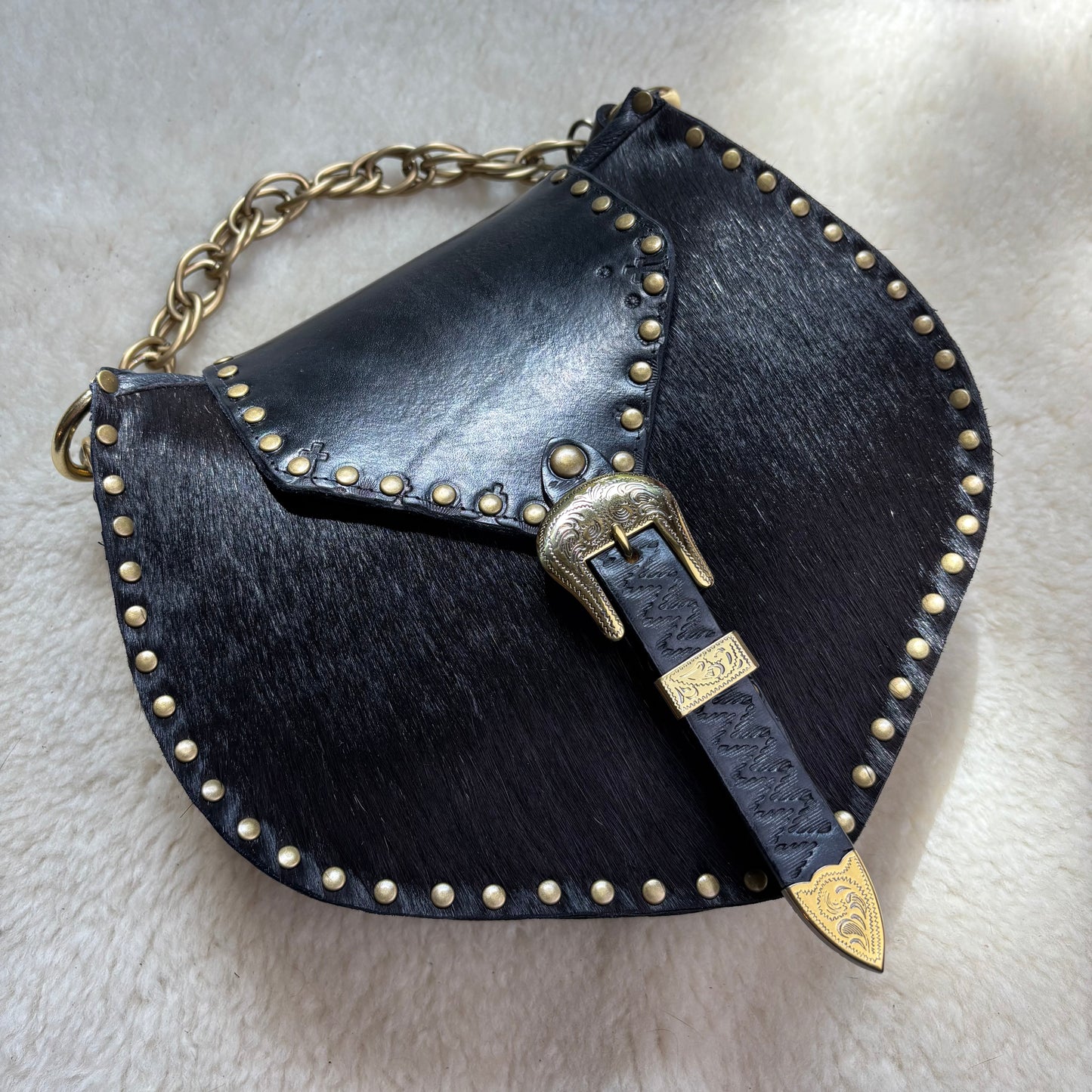 Black and Gold Crossbody with Chain