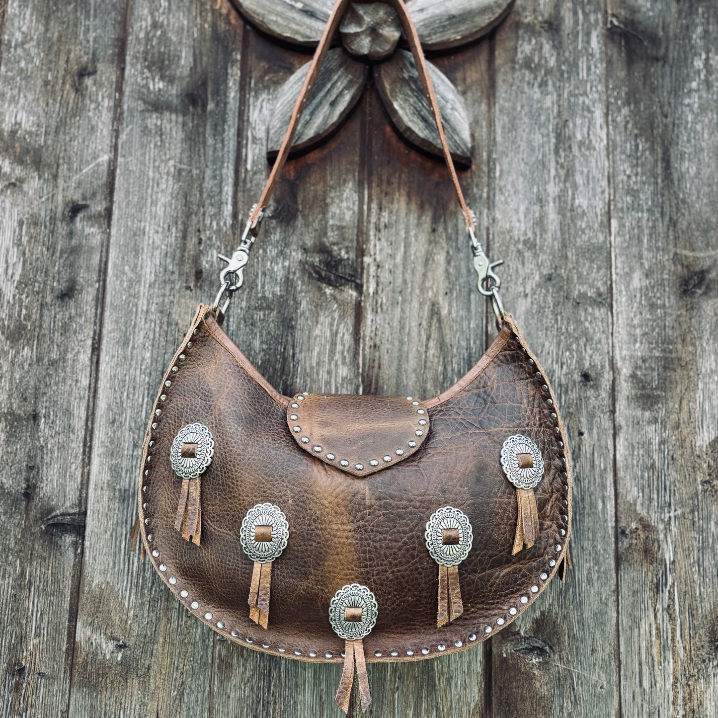 Rustic Brown Crescent with Conchos