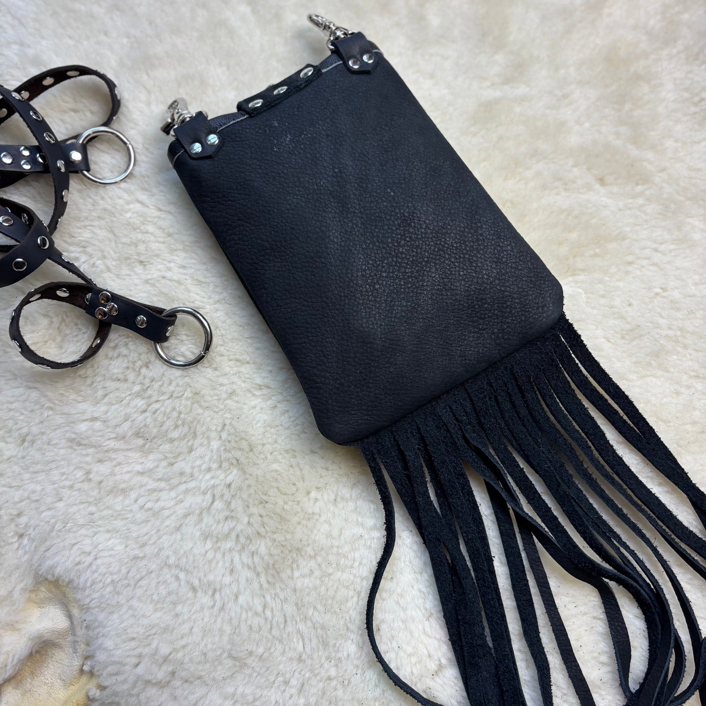 Black and Silver Crossbody Waist Bag