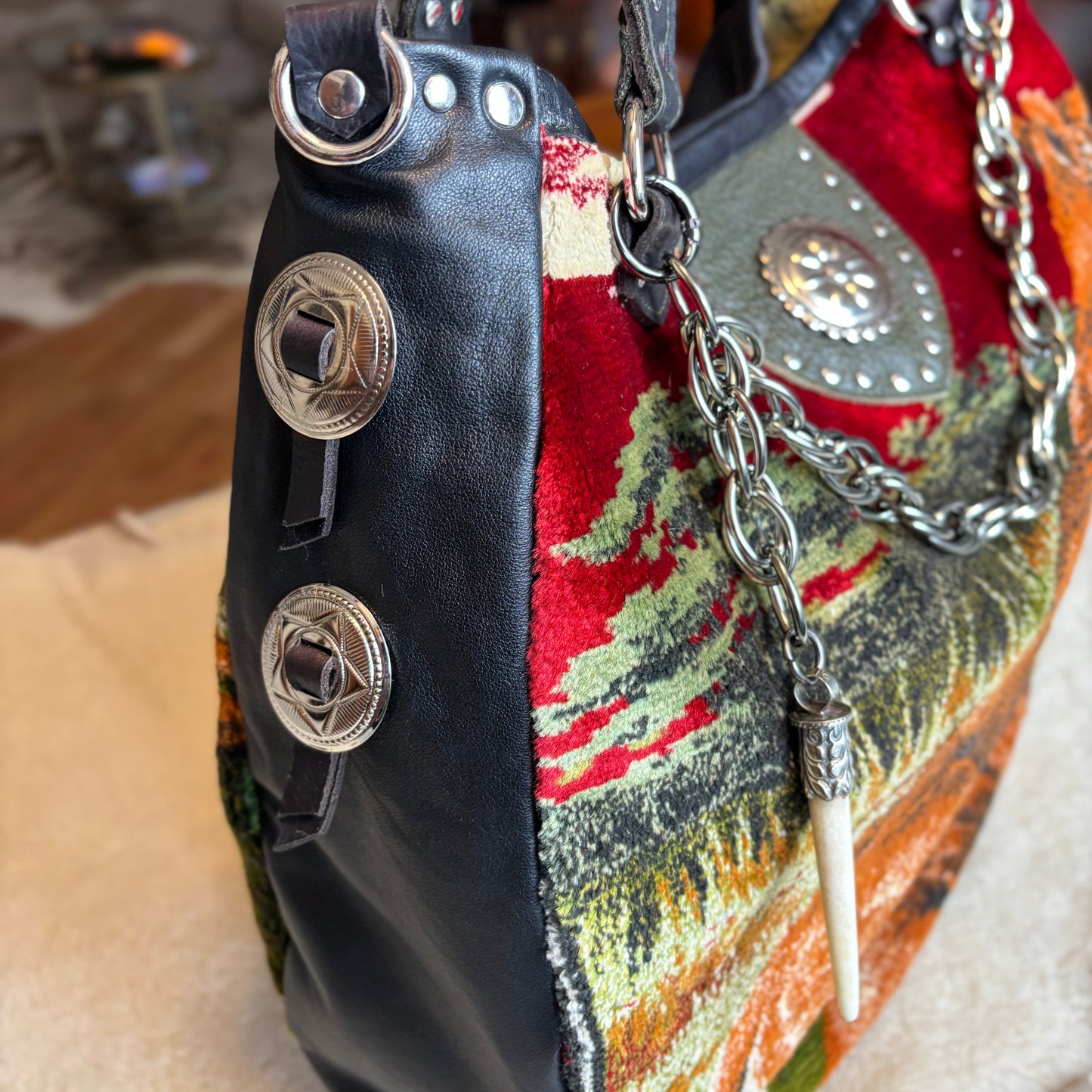 Lioness and Cubs Velvet Tapestry Bag