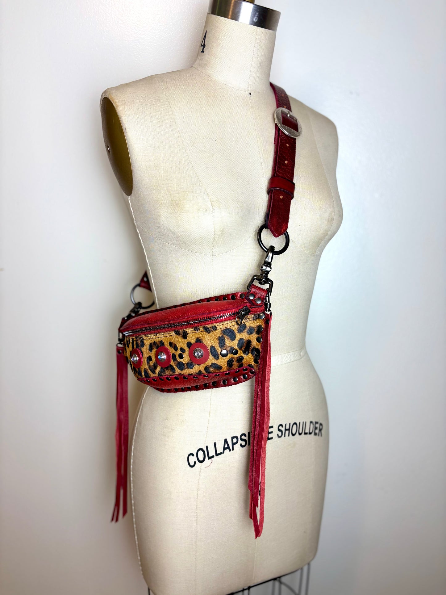Red Leopard Convertible Waist Bag