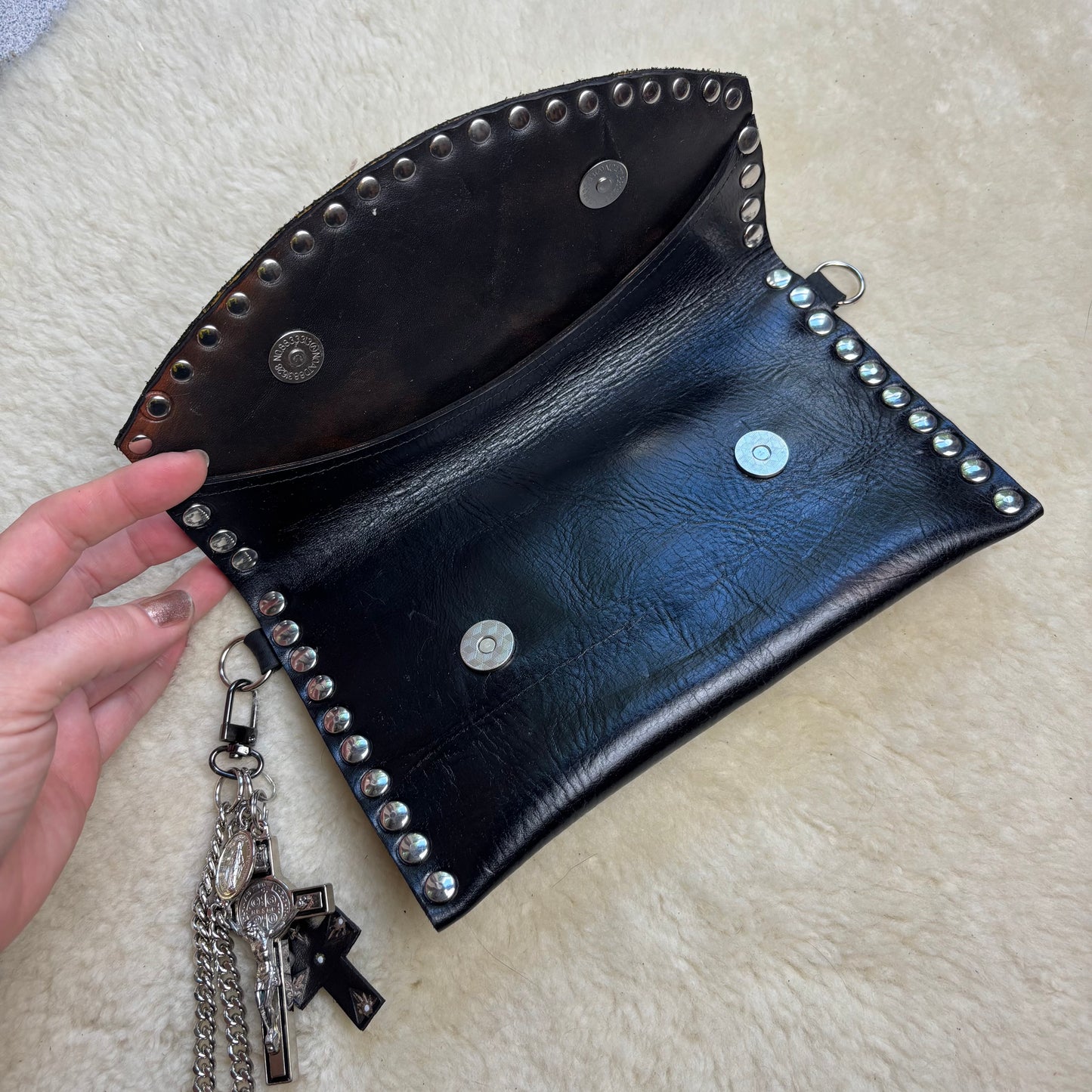 Black Heavy Leather Sabbath Clutch