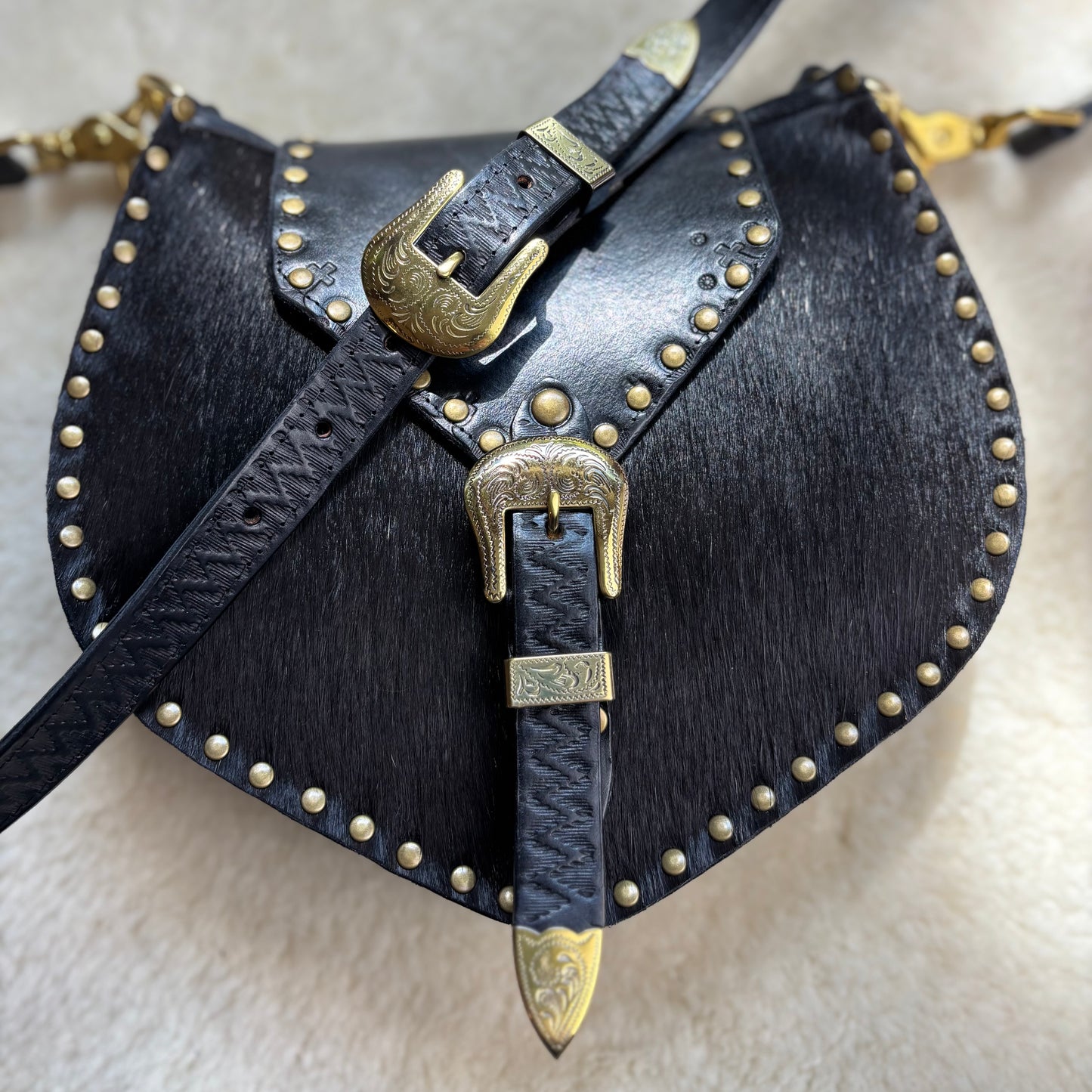 Black and Gold Crossbody with Chain