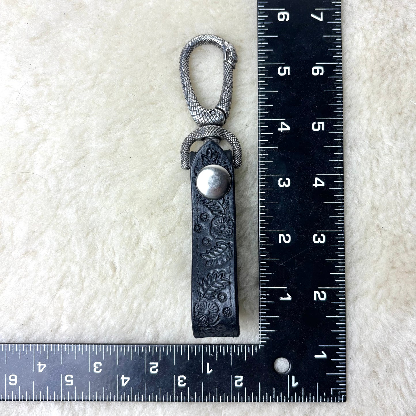 Black Leather Belt Python Key Hook