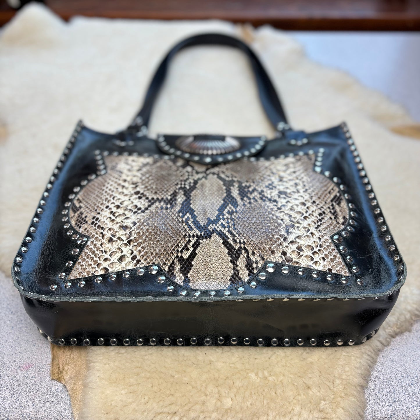 Black and Snake Squared Tote
