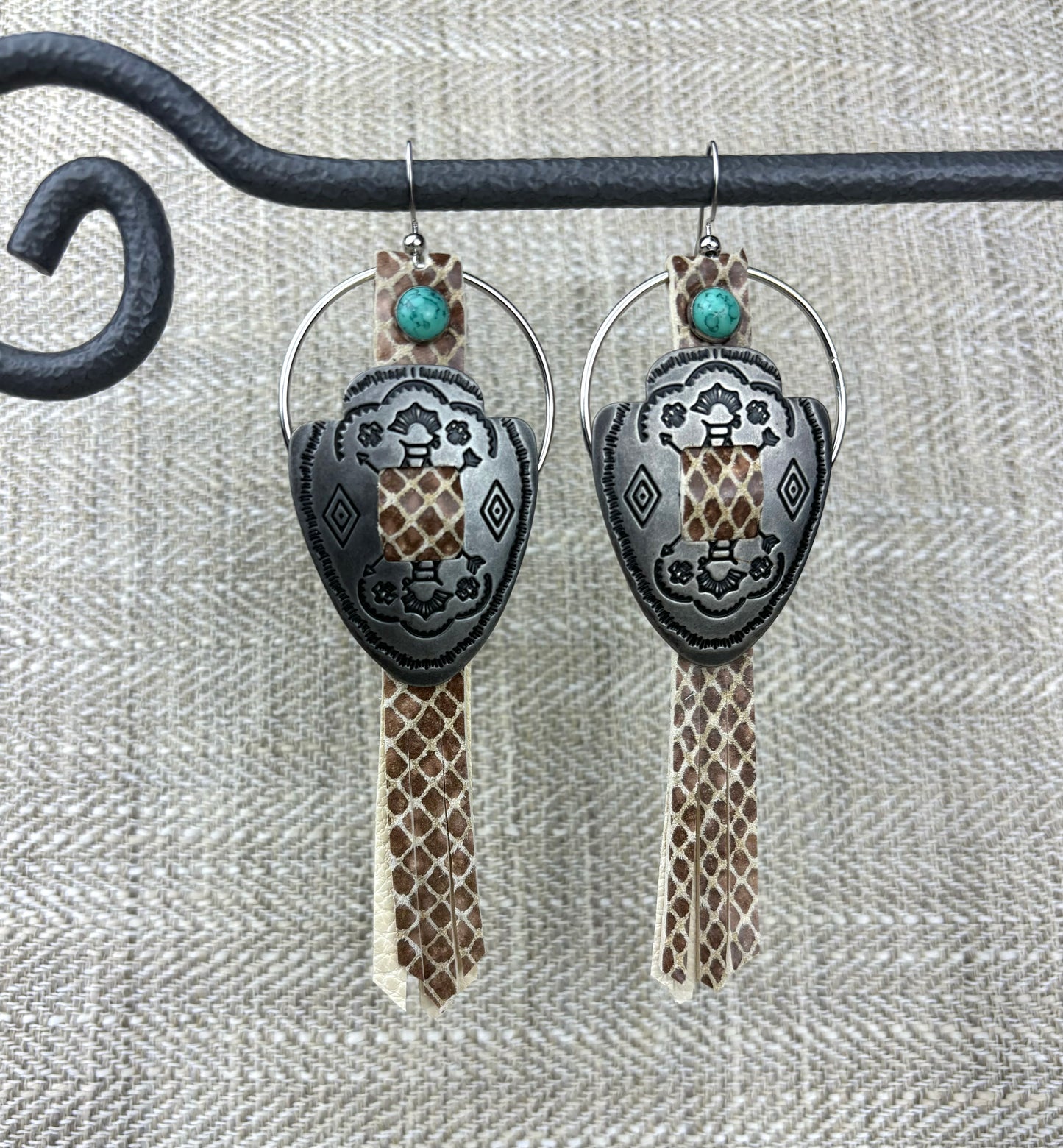 Arrowhead Earrings with Snake & Turquoise