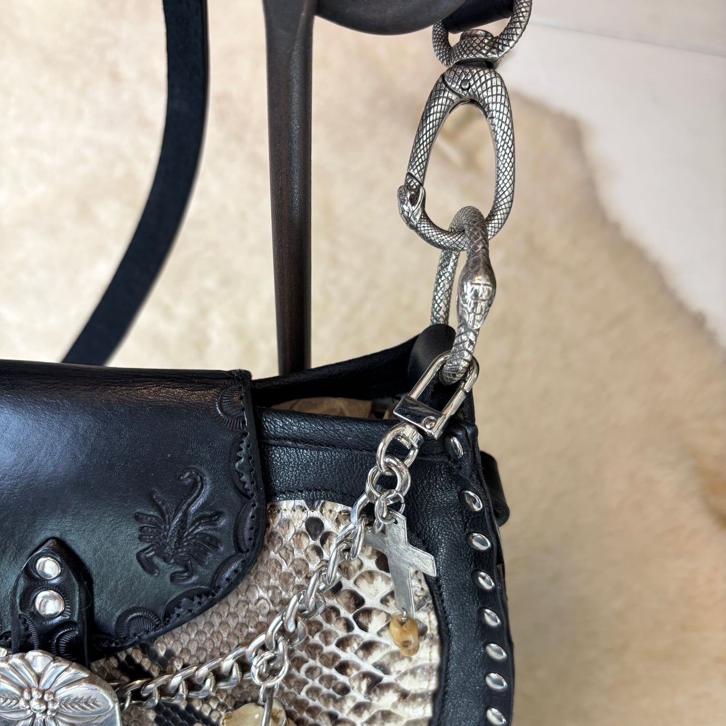 Snakeskin Scorpion Chain Bag