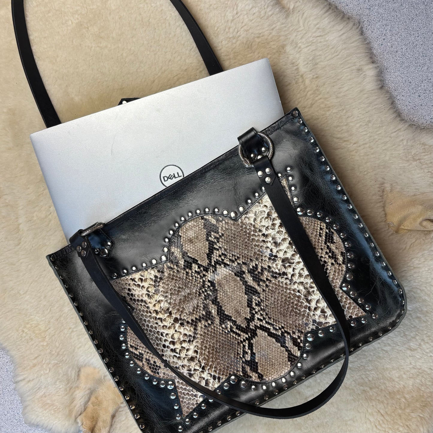 Black and Snake Squared Tote