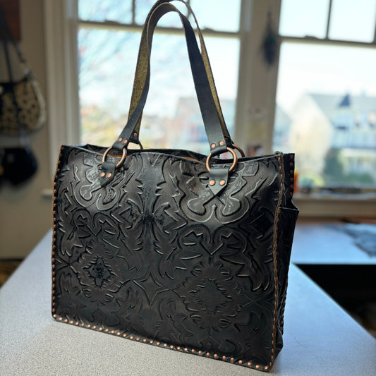 Gothic Embossed Tote with Copper