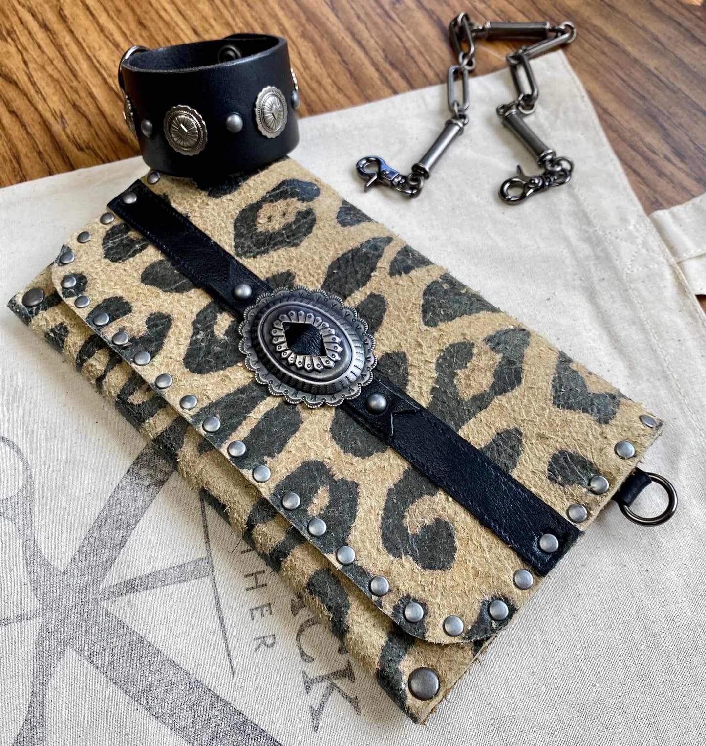 Leopard Concho Clutch and Cuff