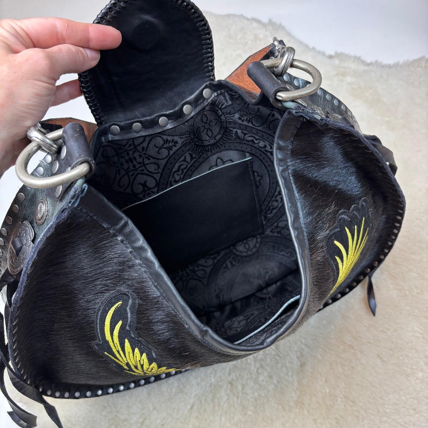 Large Black Hair-on Eagle Bag