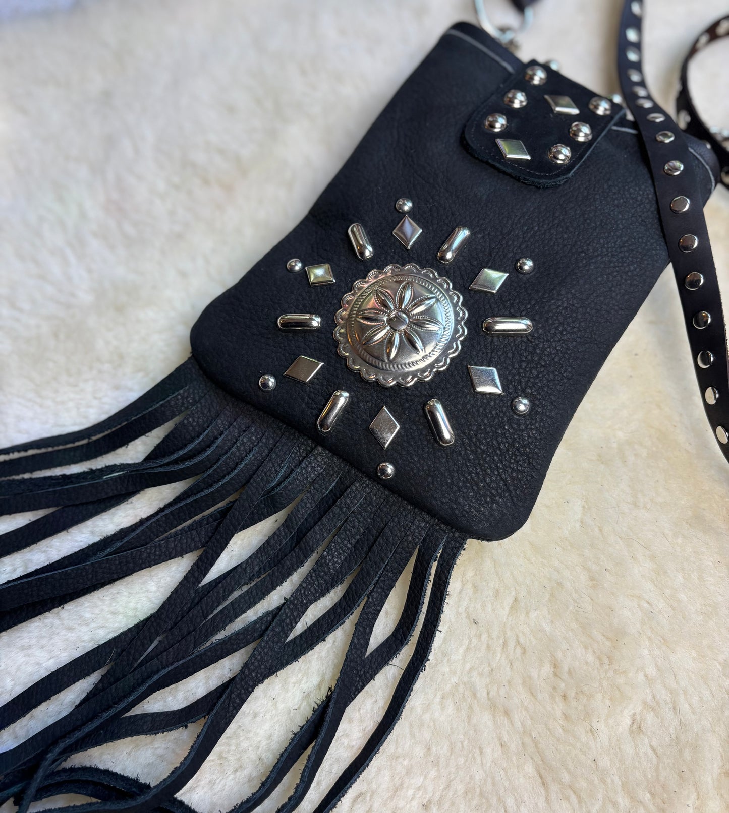Black and Silver Crossbody Waist Bag