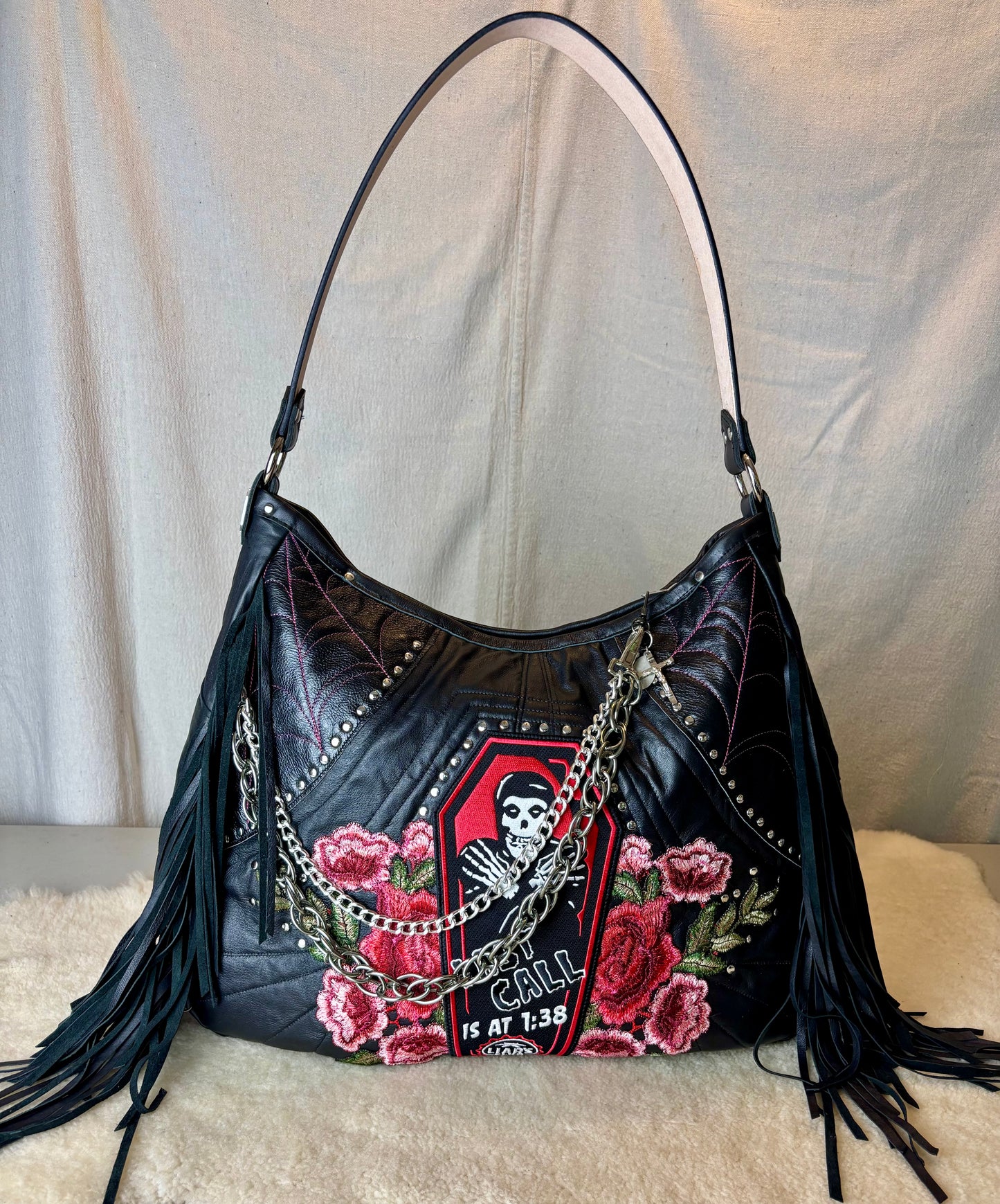 Black Leather Rock n Roll Queen Bag
