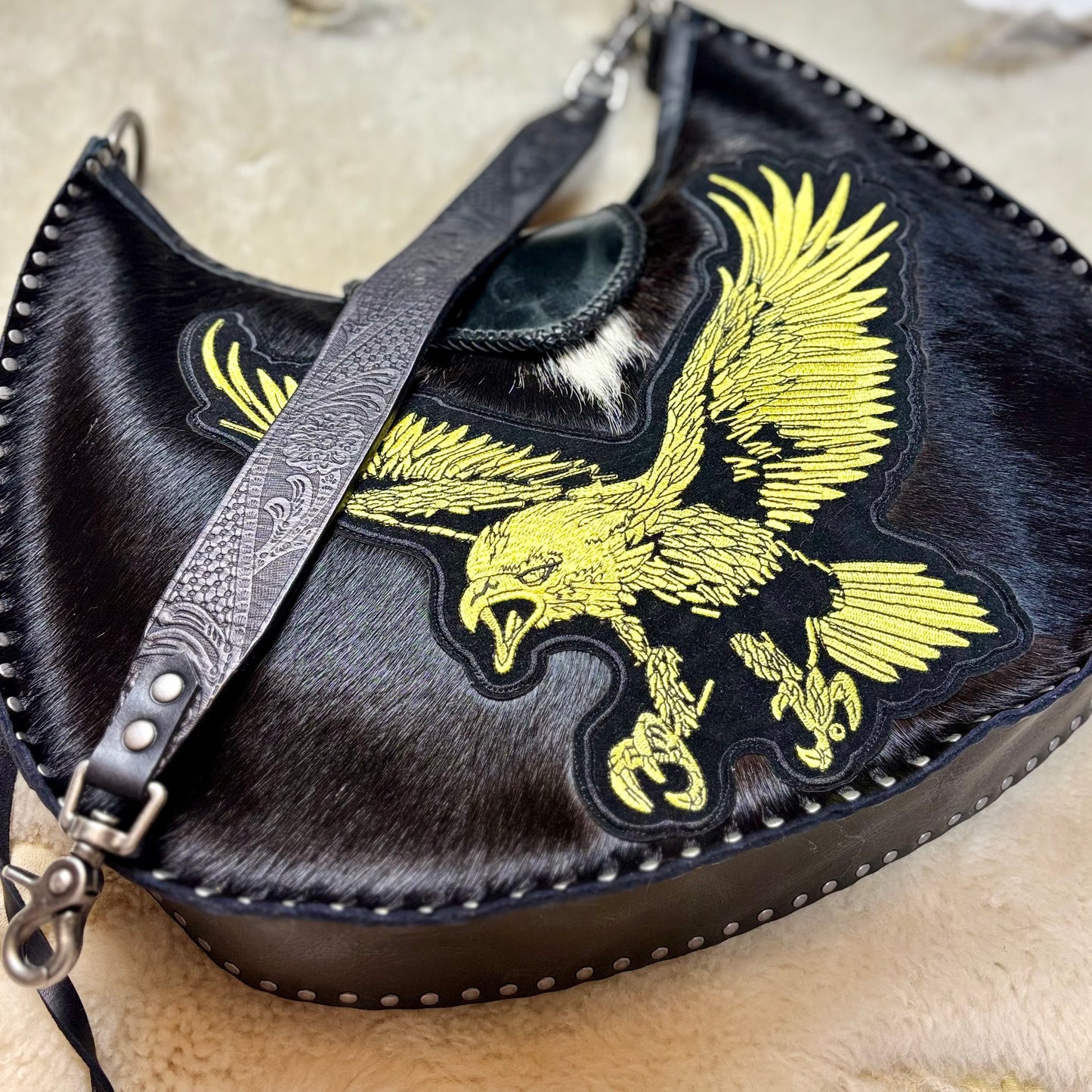 Large Black Hair-on Eagle Bag