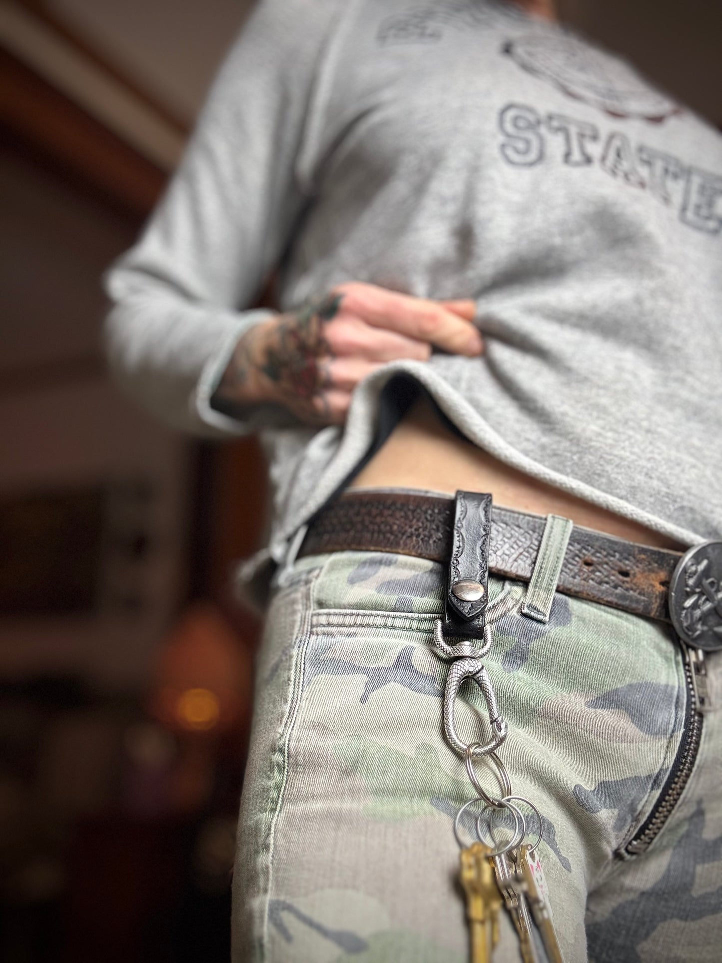 Black Python Belt Key Hook