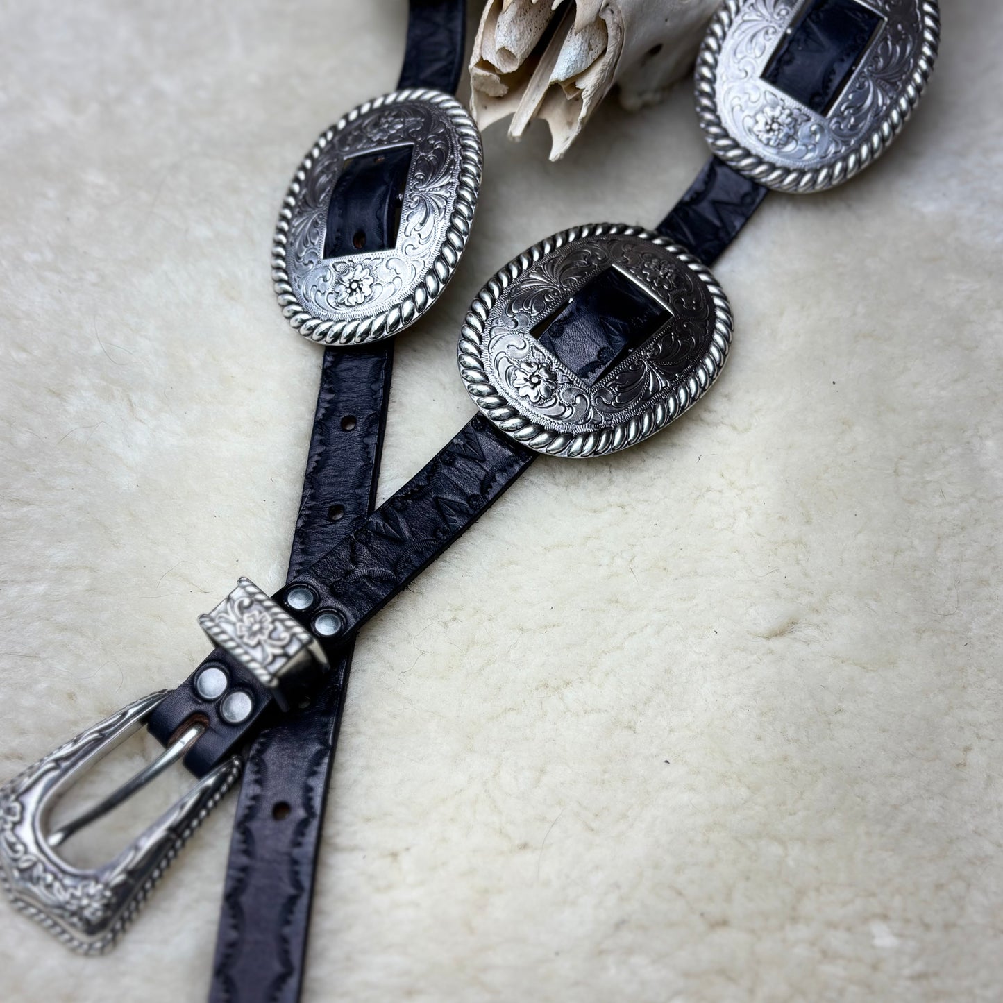 Stamped Leather Concho Belt