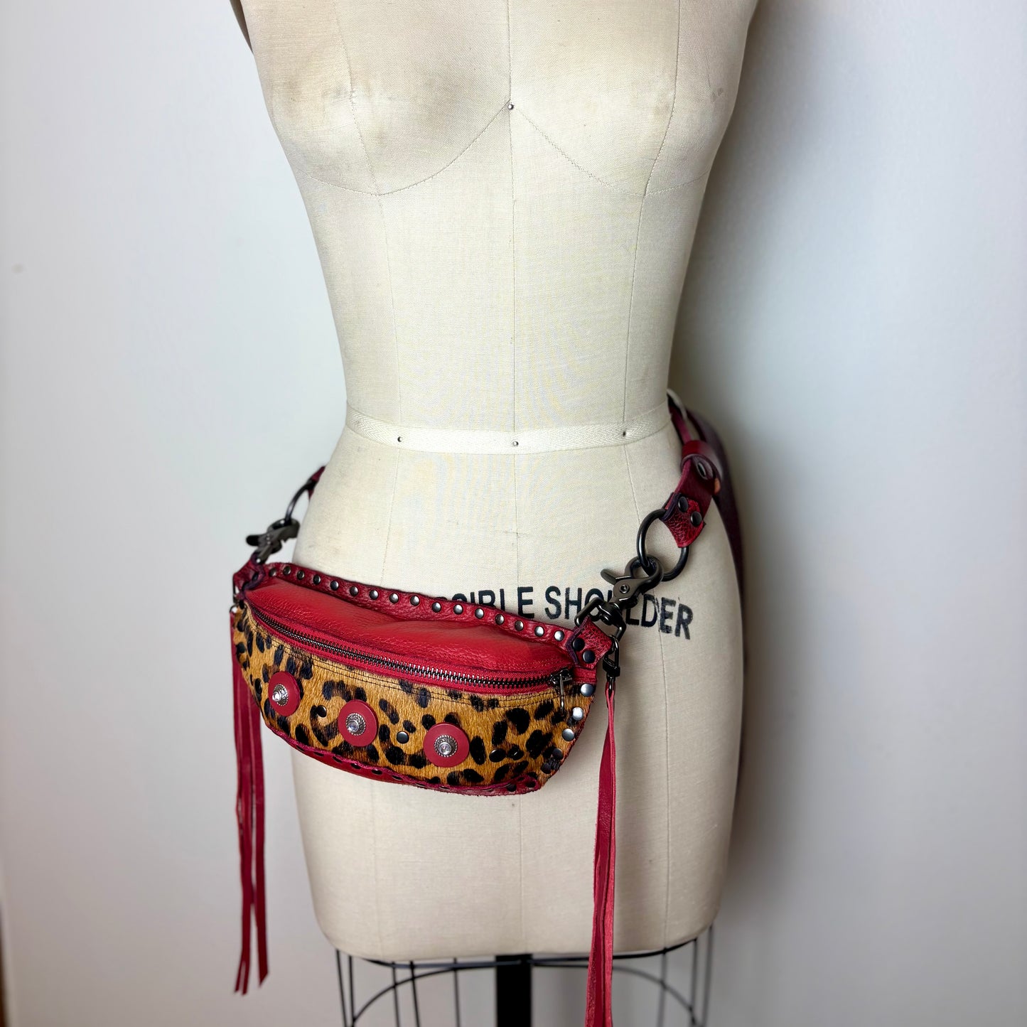 Red Leopard Convertible Waist Bag