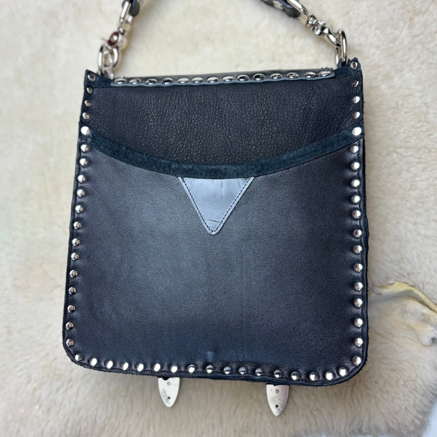 Black Mixed Hide Buckle Bag