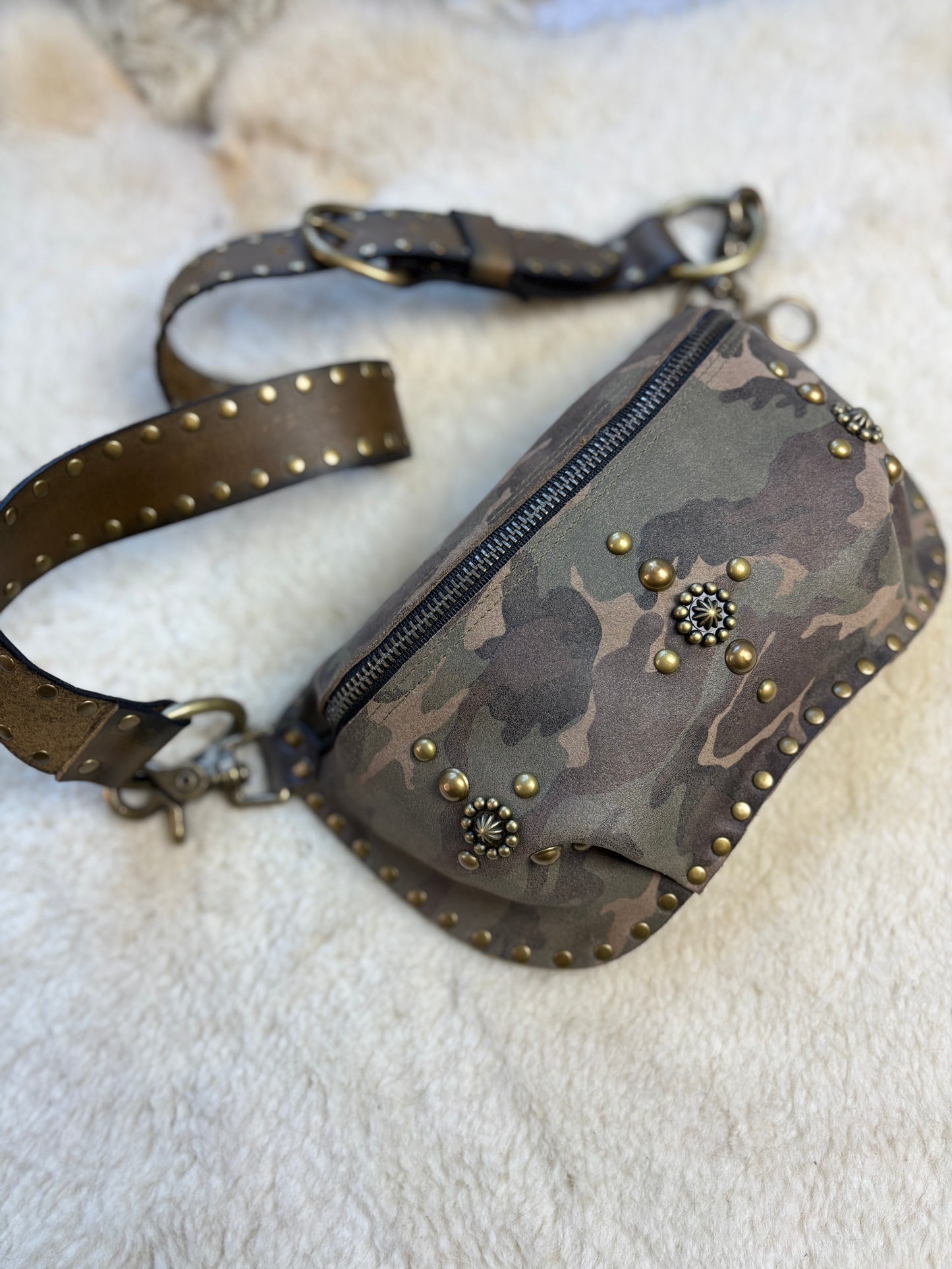 Camo Studded Fanny Pack