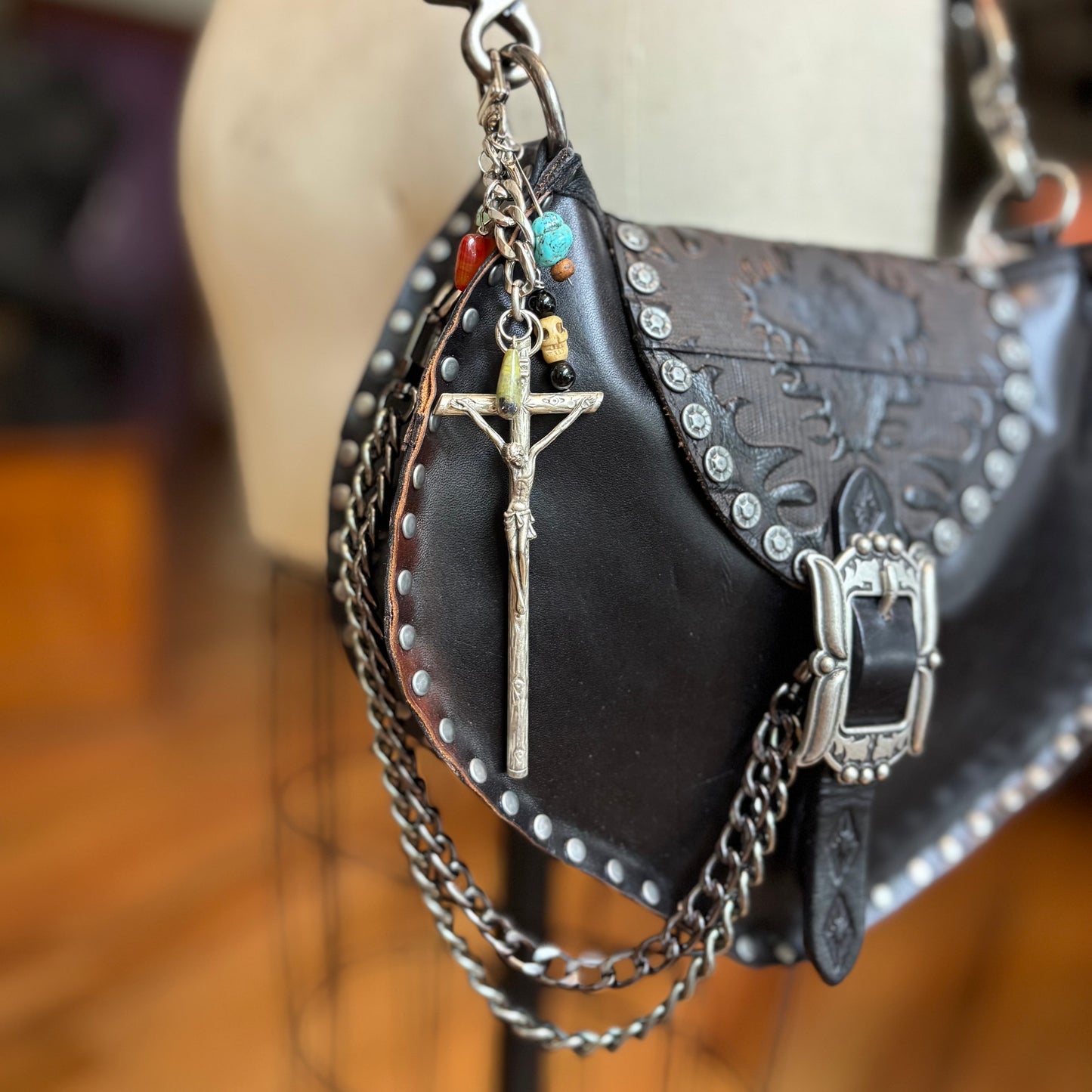Silver Cross Bag Charm