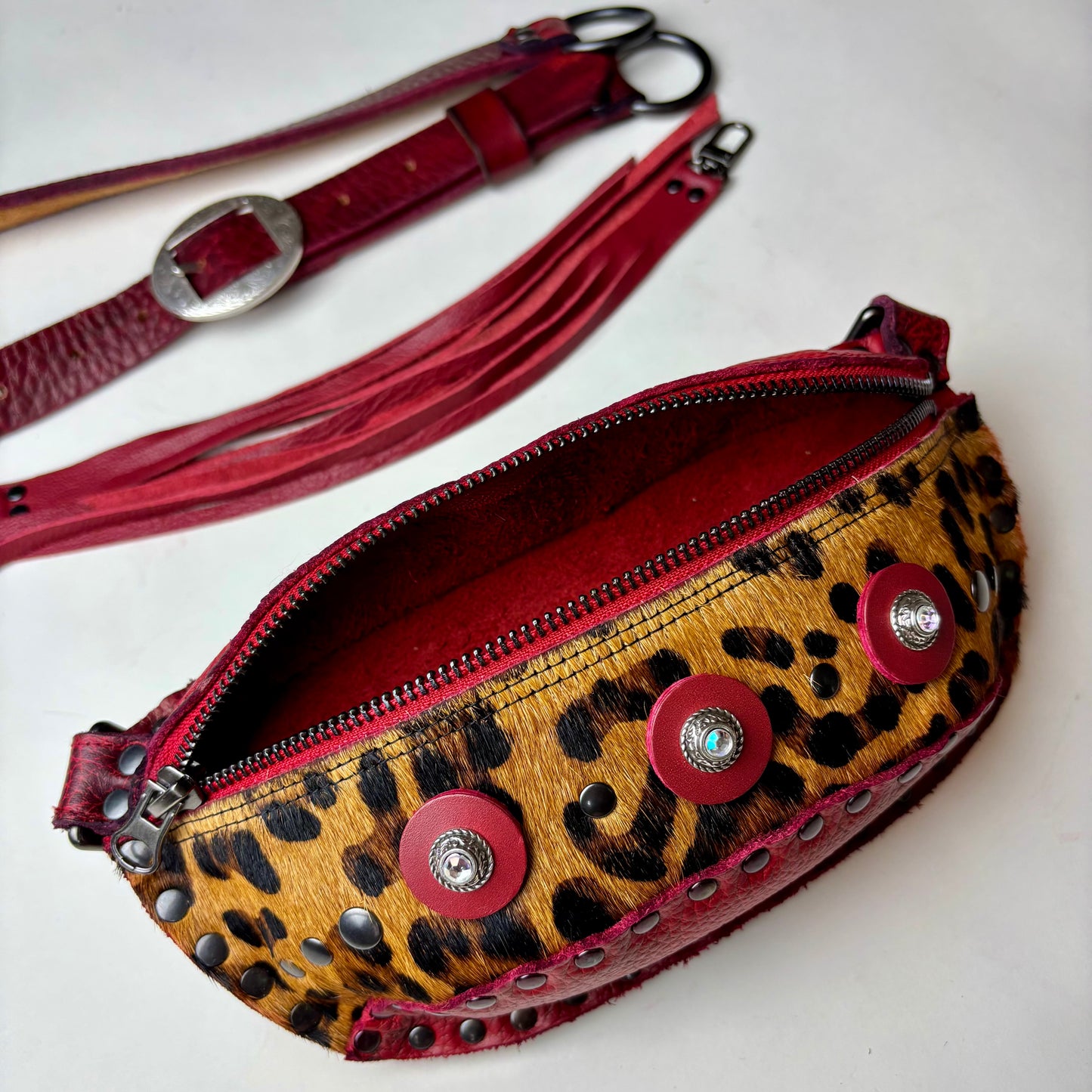 Red Leopard Convertible Waist Bag