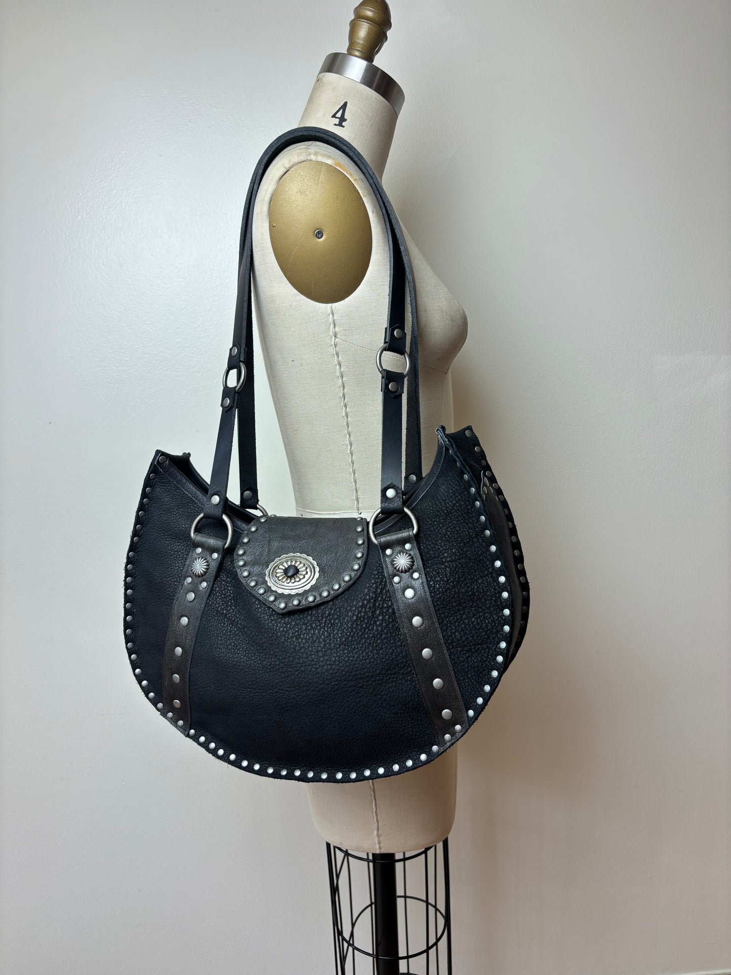 Black Crescent Concho Bag