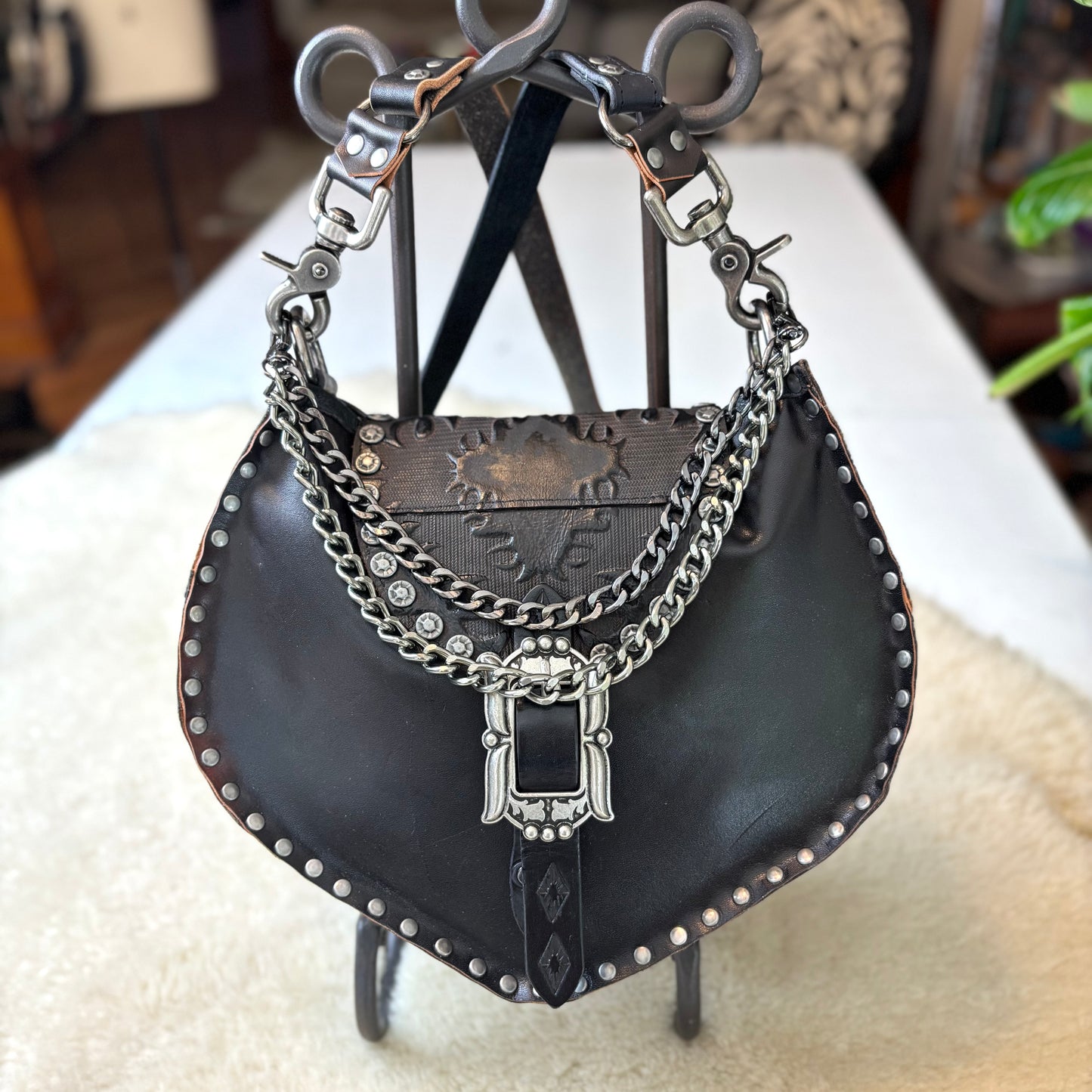 Black Gothic Chain Crossbody