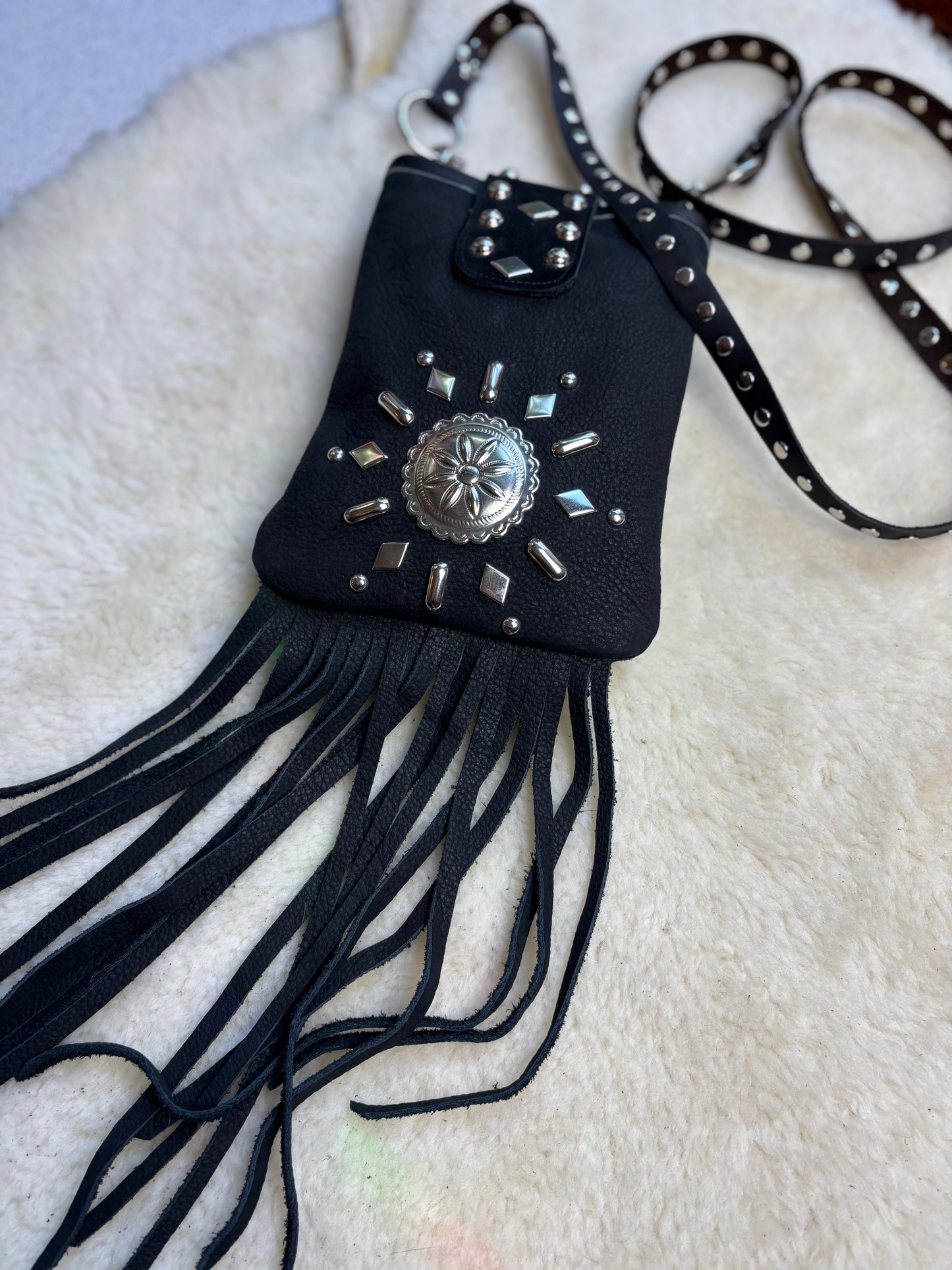 Black and Silver Crossbody Waist Bag