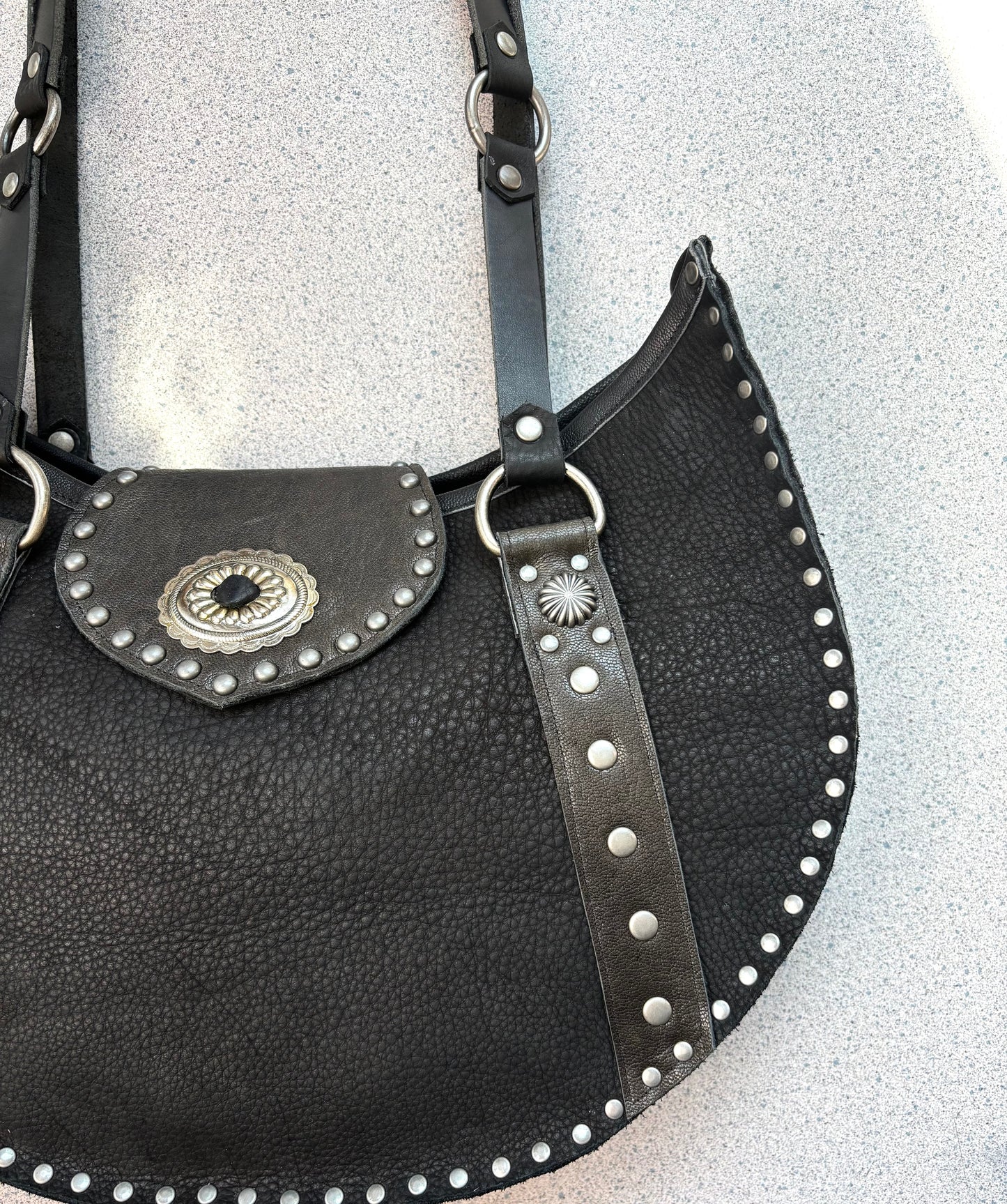 Black Crescent Concho Bag