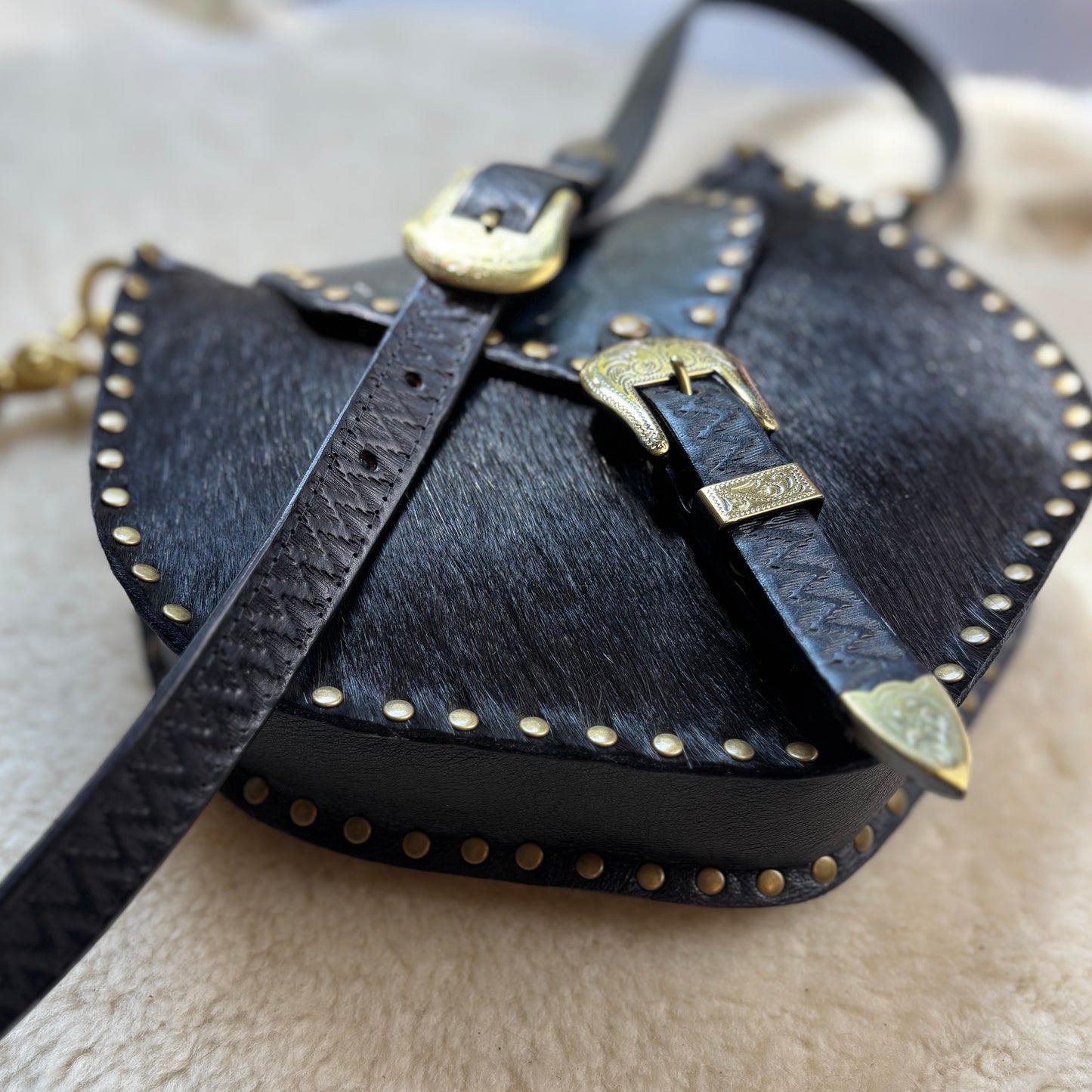 Black and Gold Crossbody with Chain