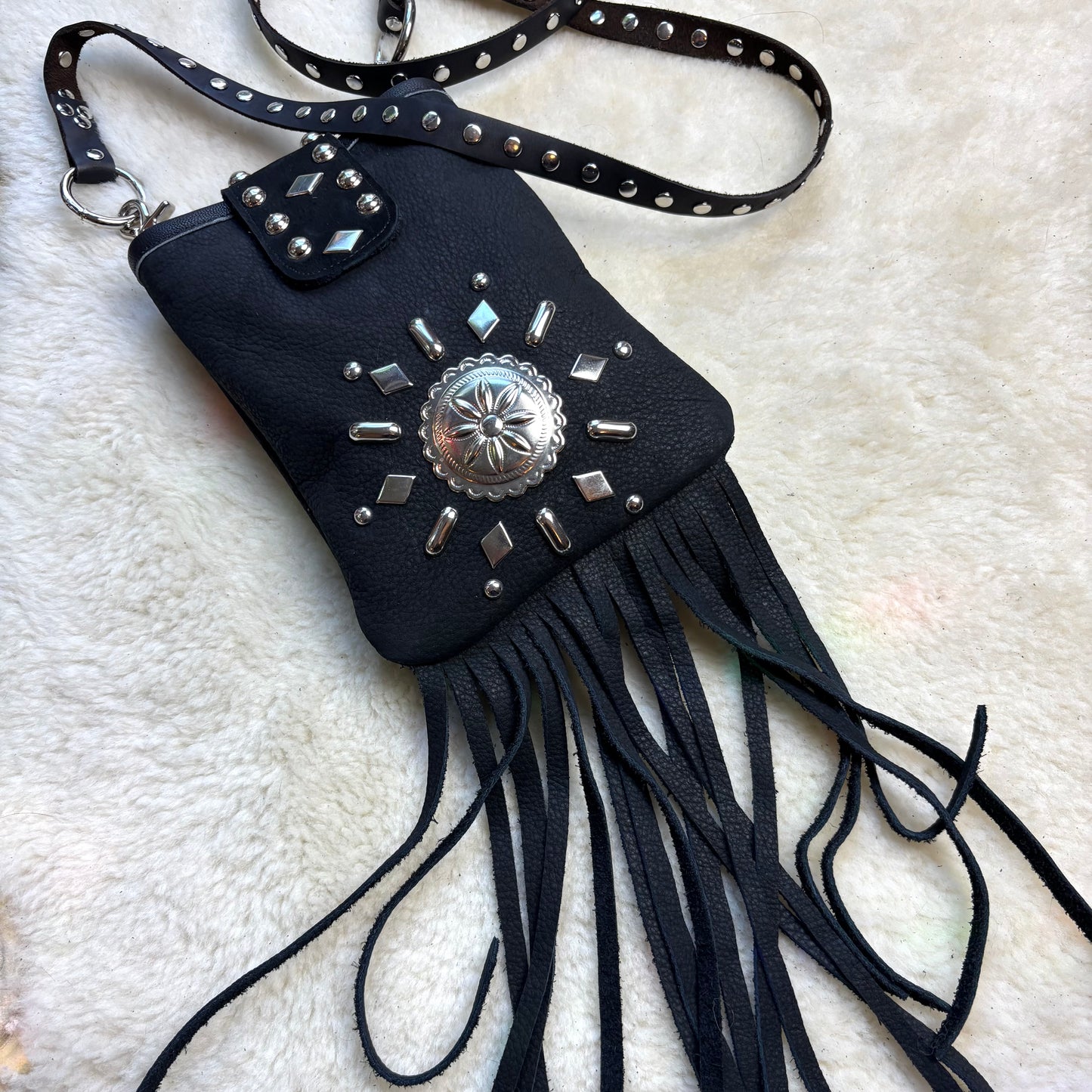 Black and Silver Crossbody Waist Bag