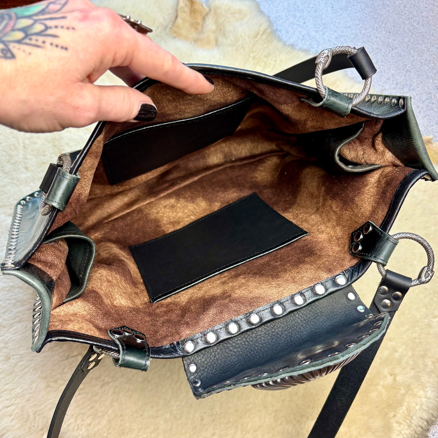 Black and Snake Squared Tote