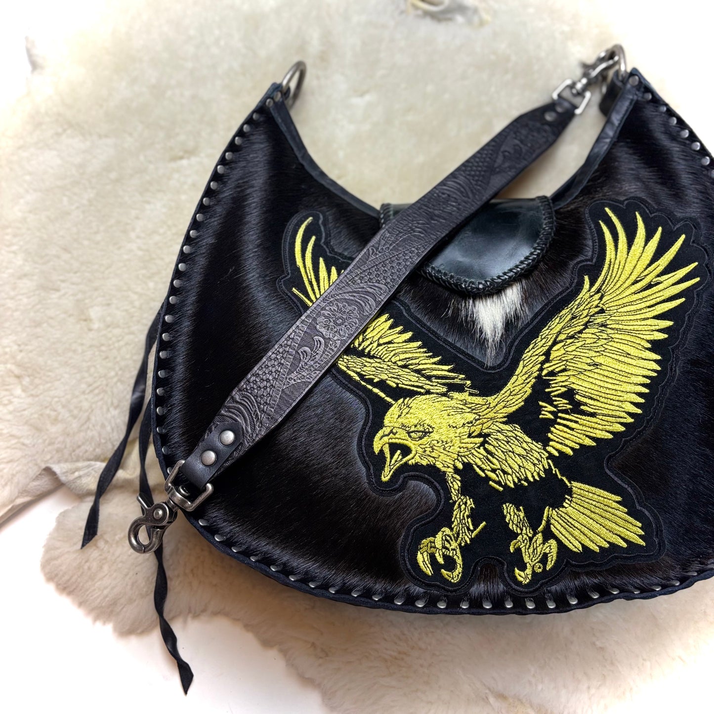 Large Black Hair-on Eagle Bag
