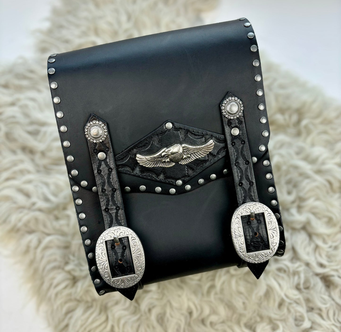 Black Leather Sissy Bar Bag