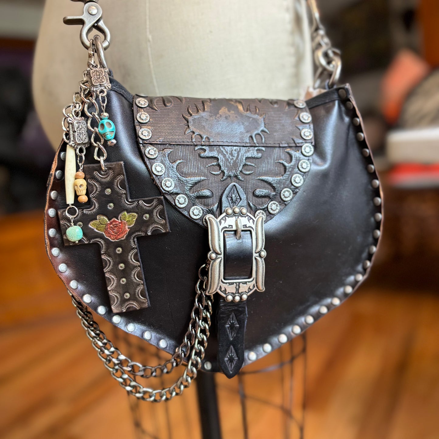 Rose Cross Bag Charm