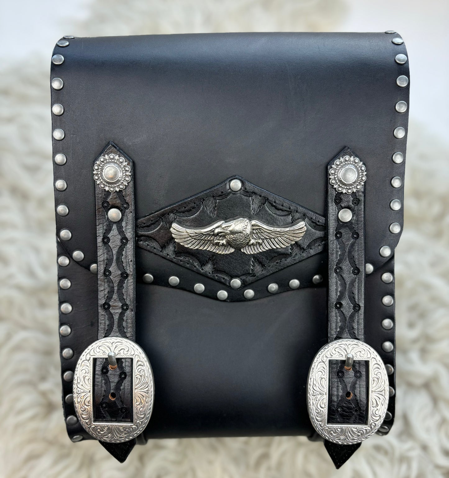 Black Leather Sissy Bar Bag