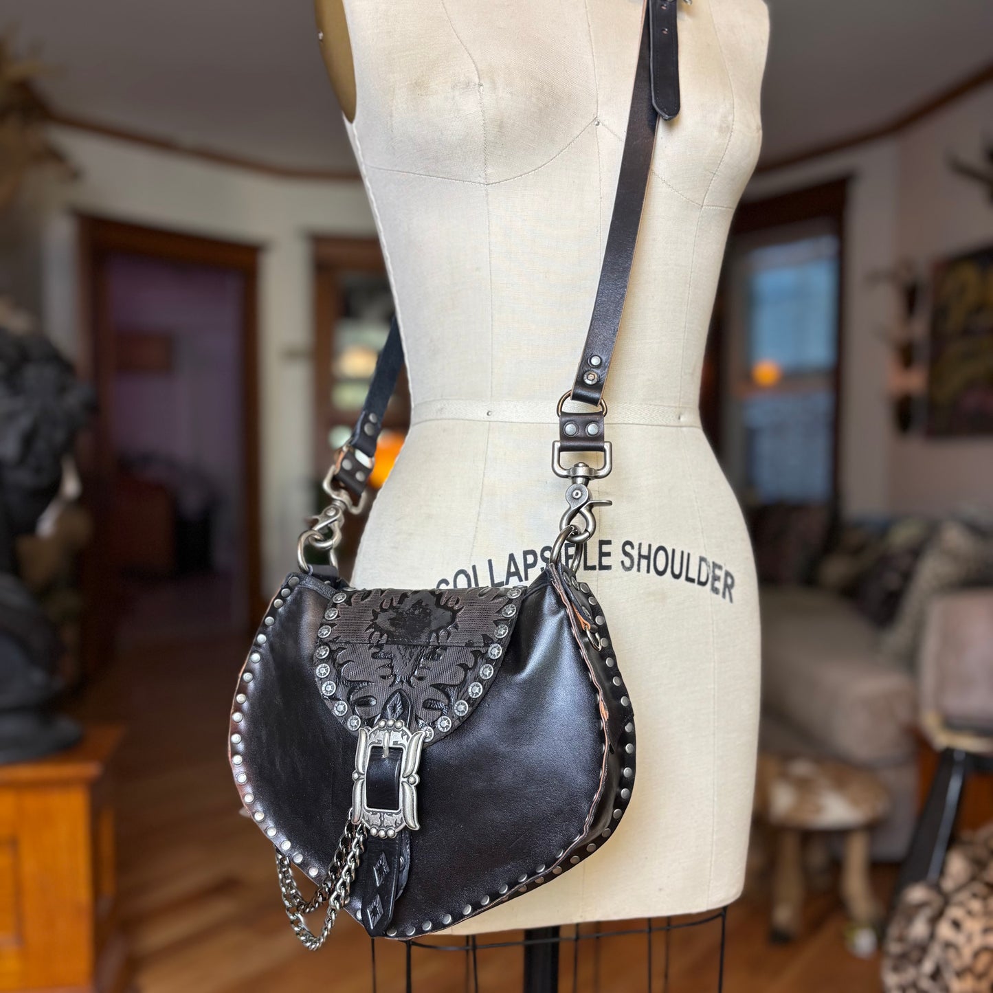 Black Gothic Chain Crossbody