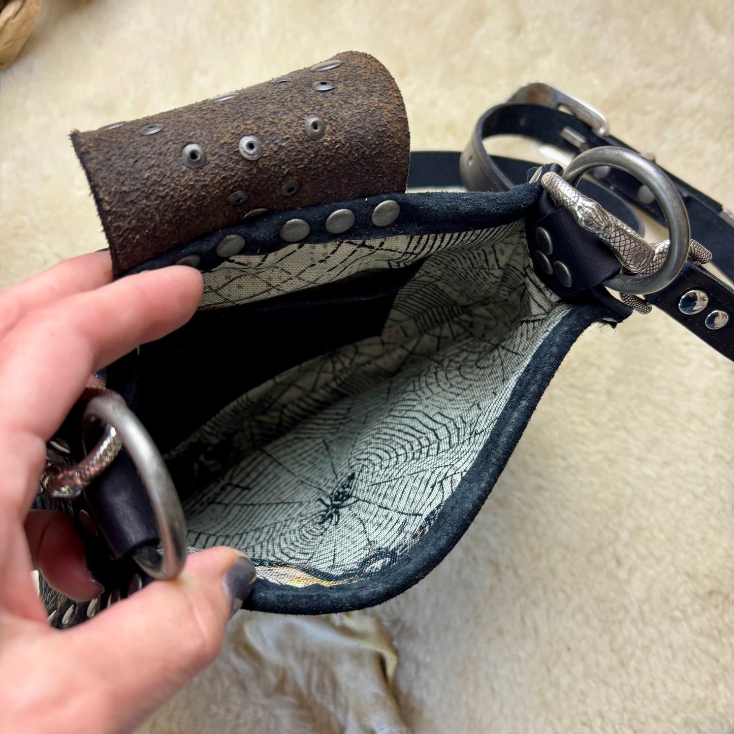 Black and White Cowhide Buckle Bag
